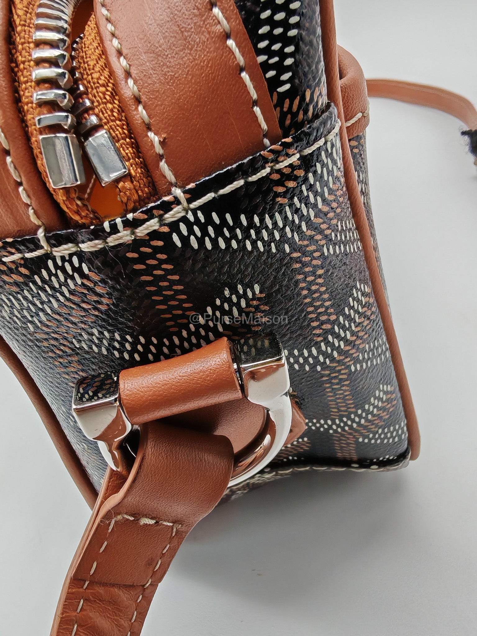 Goyard Cap Vert PM in Black/Tan Goyardine Canvas | Purse Maison Luxury Bags Shop