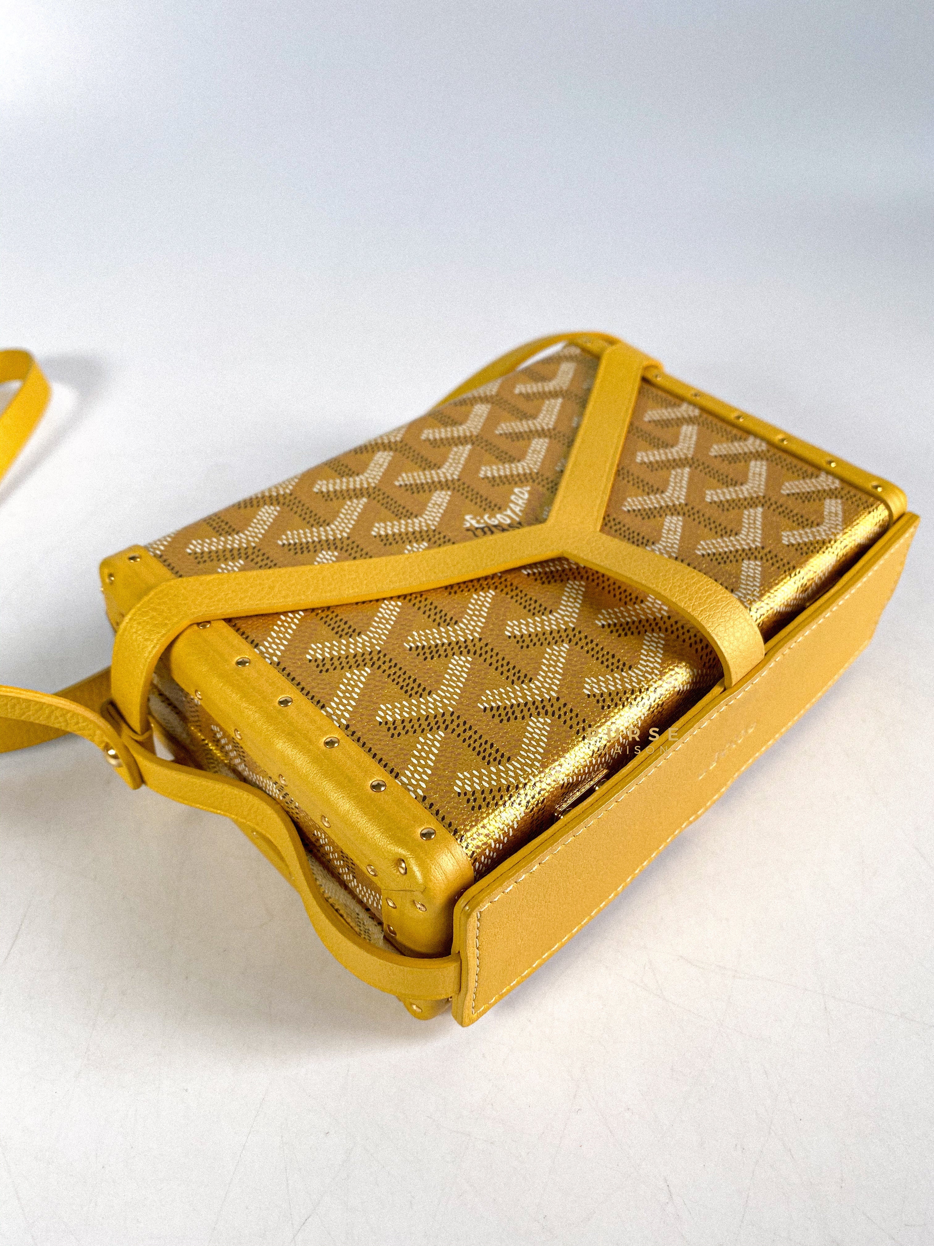 Goyard Yellow/Gold Coated Canvas and Leather Minaudiere Trunk Bag Goyard