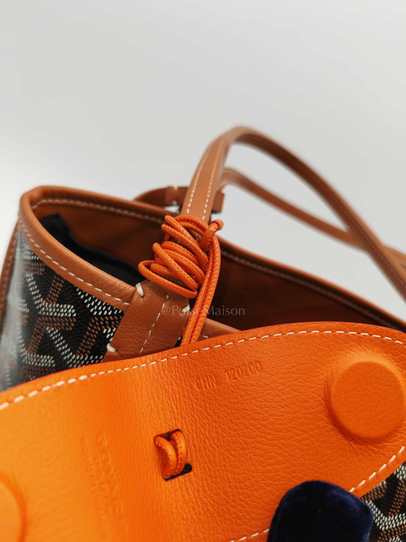 Goyard Mini Anjou in Tan Goyardine Canvas with Orange Heart Print and Croc Universel Clip Charm | Purse Maison Luxury Bags Shop