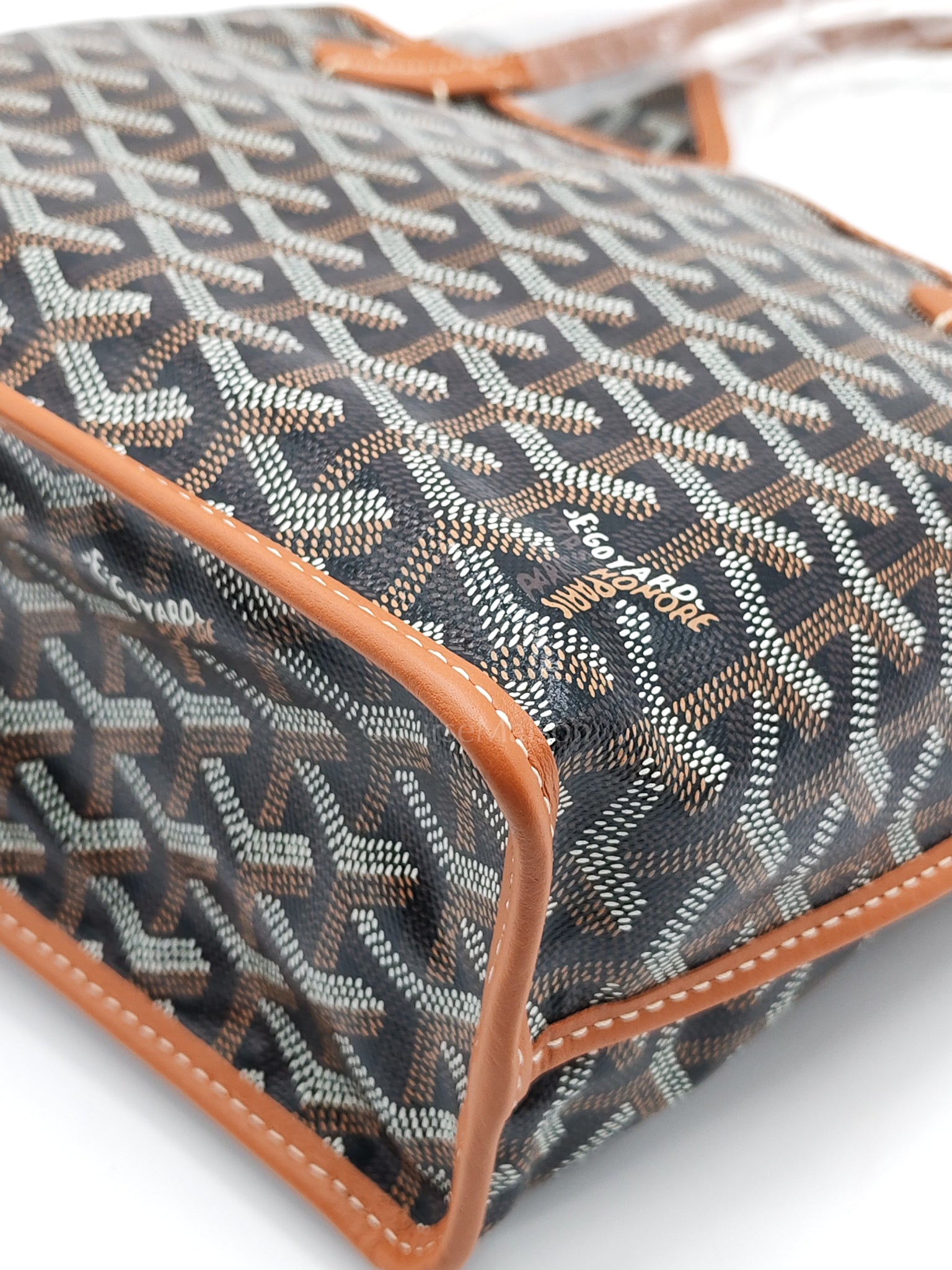 Mini Anjou in Tan with Croc Universel Clip Charm in Goyardine Canvas Tote | Purse Maison Luxury Bags Shop