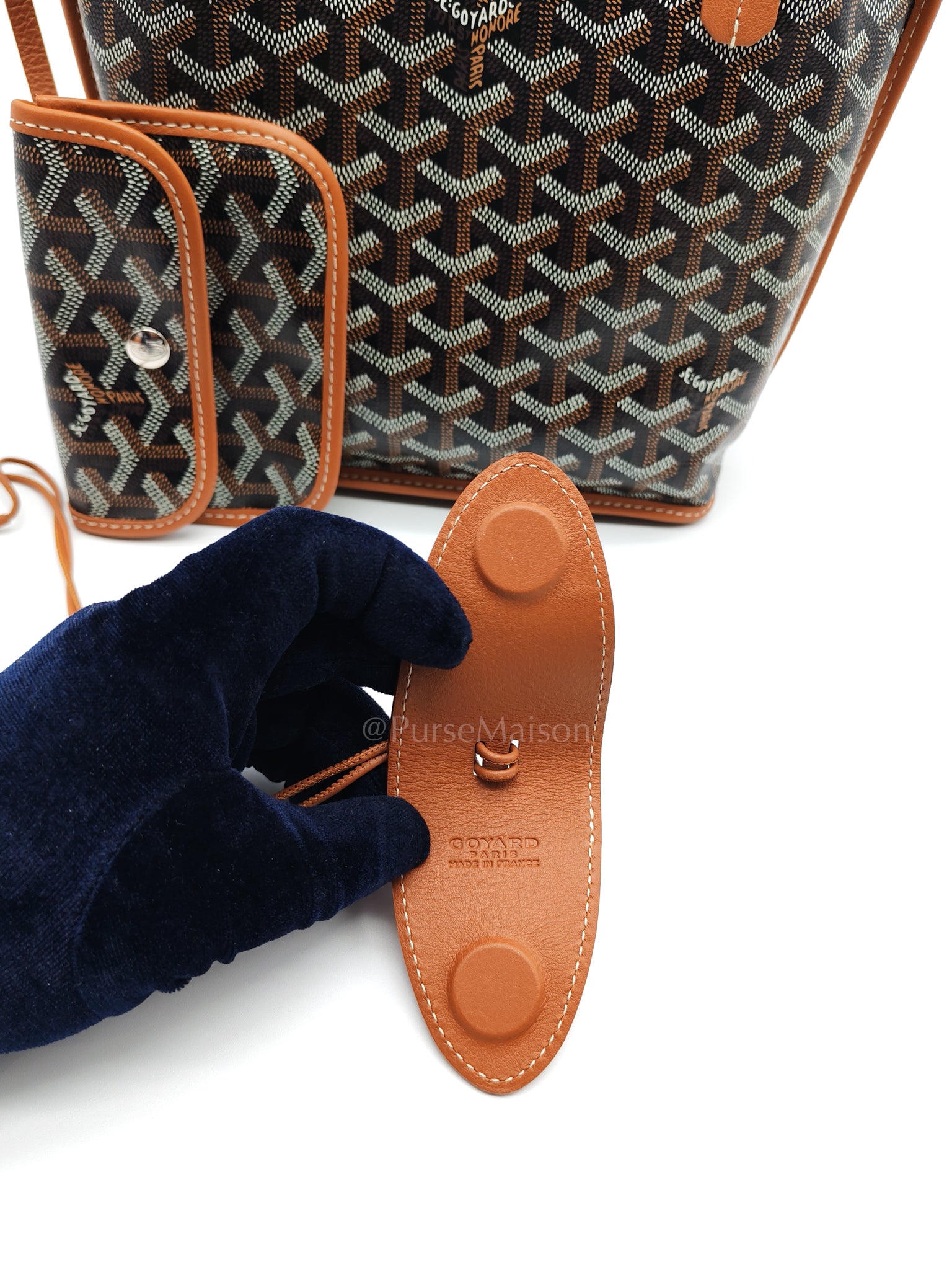 Mini Anjou in Tan with Croc Universel Clip Charm in Goyardine Canvas Tote | Purse Maison Luxury Bags Shop