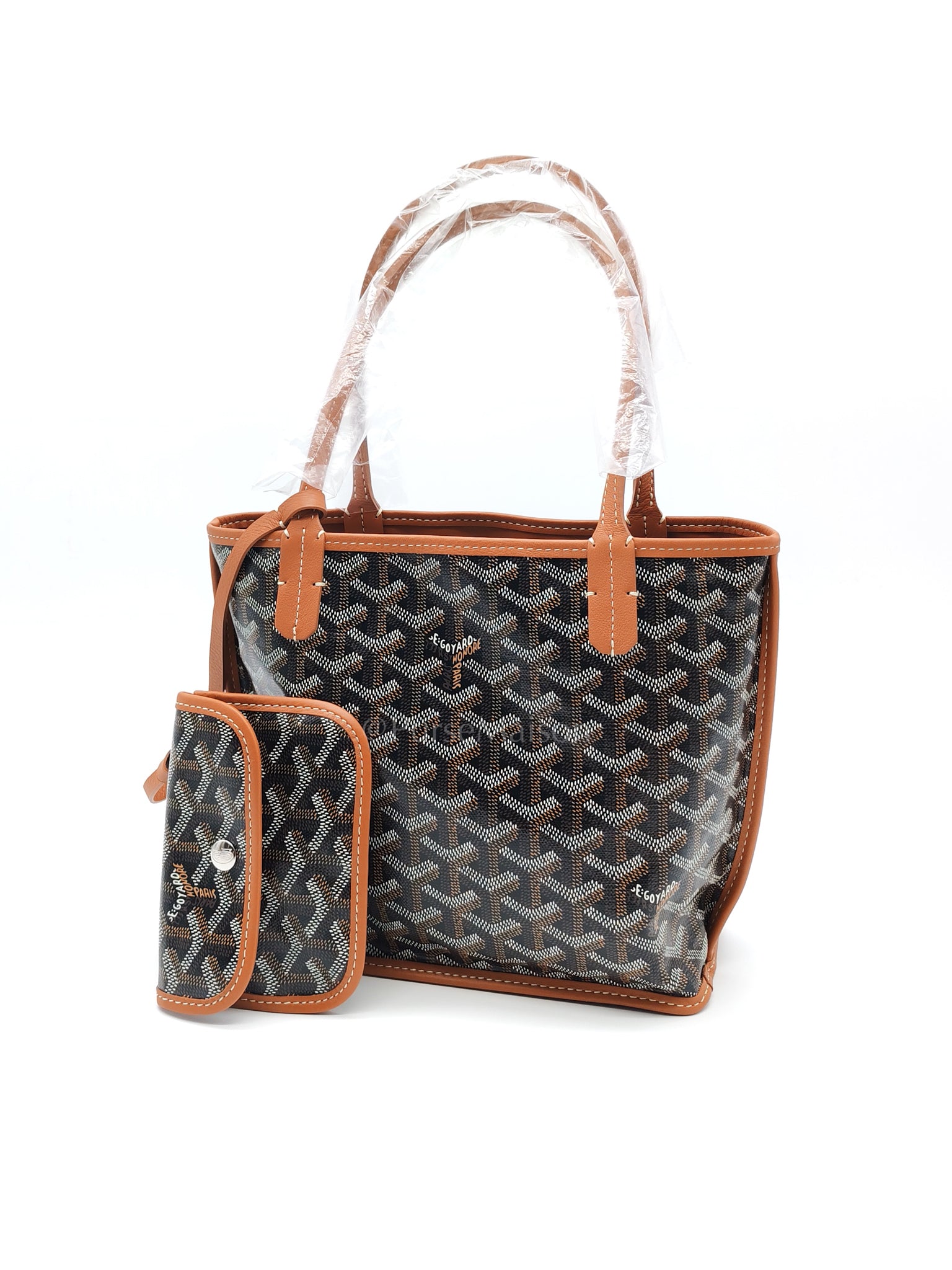 Mini Anjou in Tan with Croc Universel Clip Charm in Goyardine Canvas Tote | Purse Maison Luxury Bags Shop