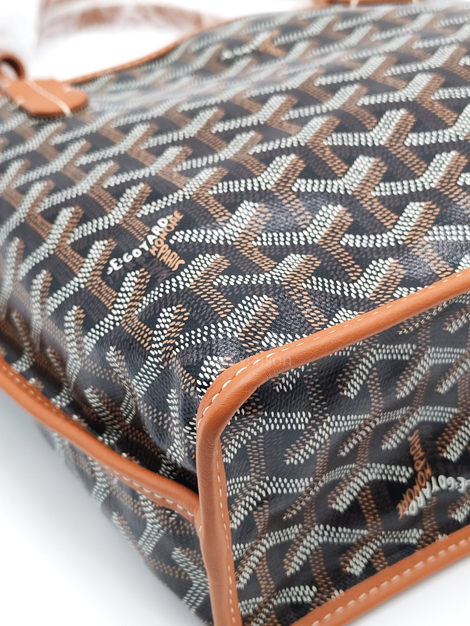 Mini Anjou in Tan with Croc Universel Clip Charm in Goyardine Canvas Tote | Purse Maison Luxury Bags Shop