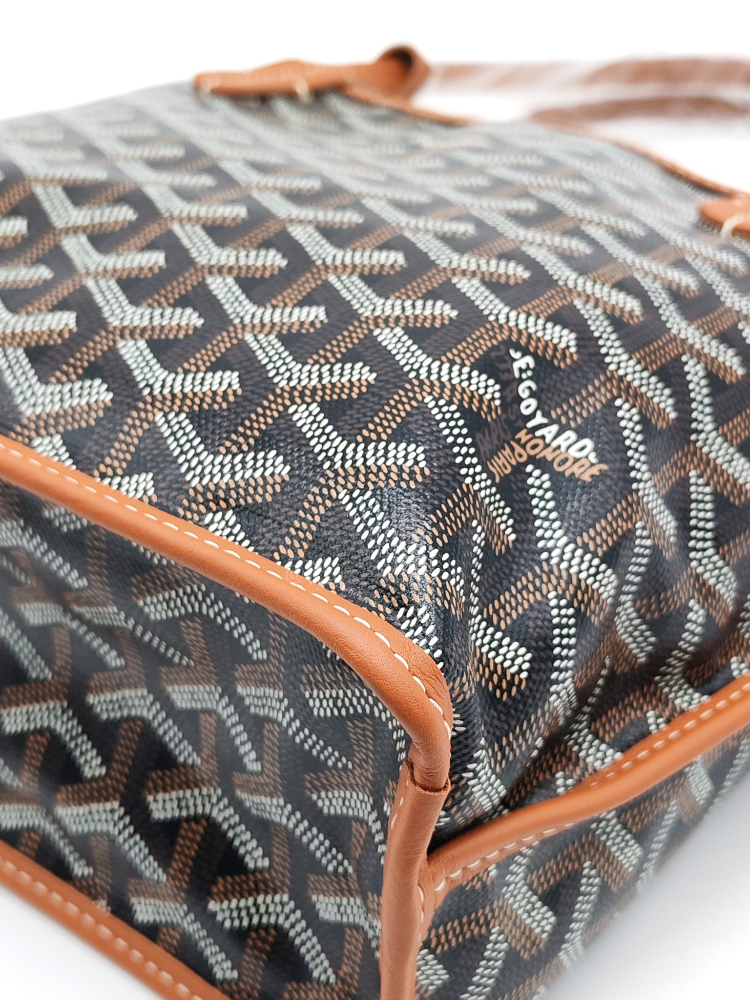 Mini Anjou in Tan with Croc Universel Clip Charm in Goyardine Canvas Tote | Purse Maison Luxury Bags Shop