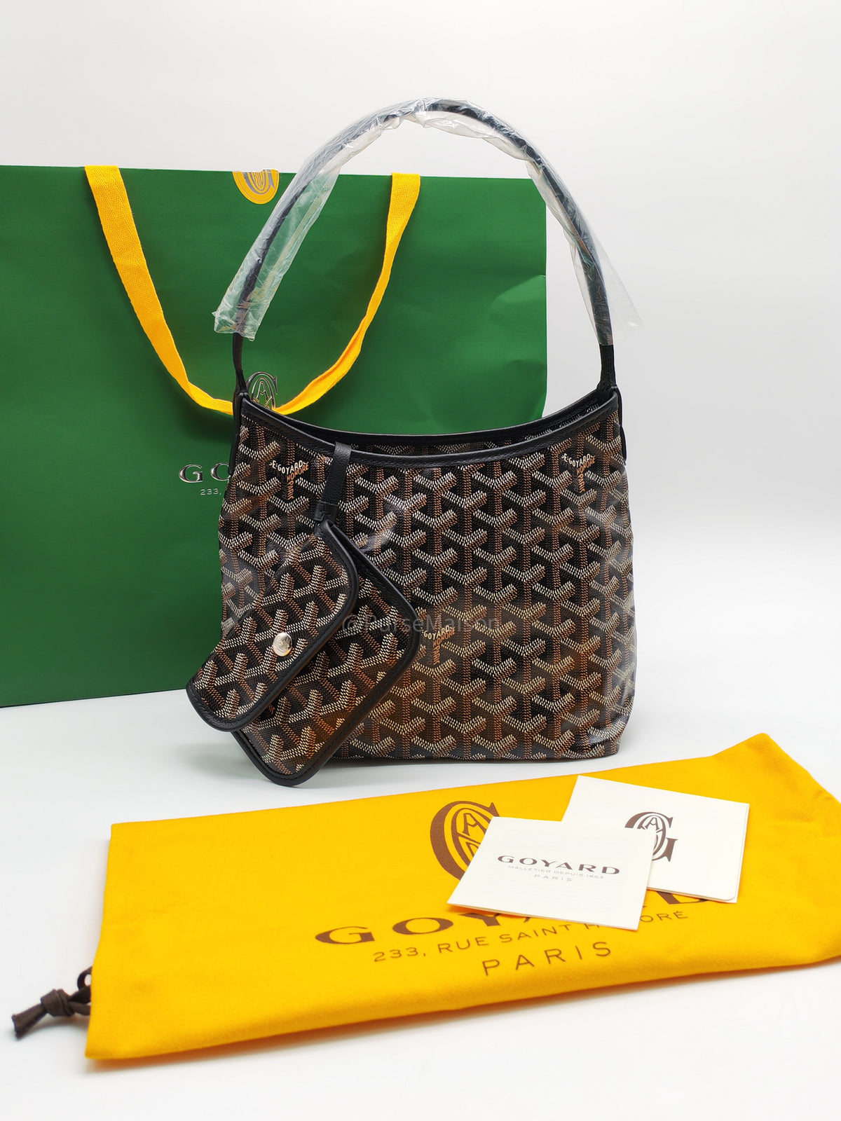 Goyard Mini Boheme Hobo Bag in Black Goyadine Canvas | Purse Maison Luxury Bags Shop