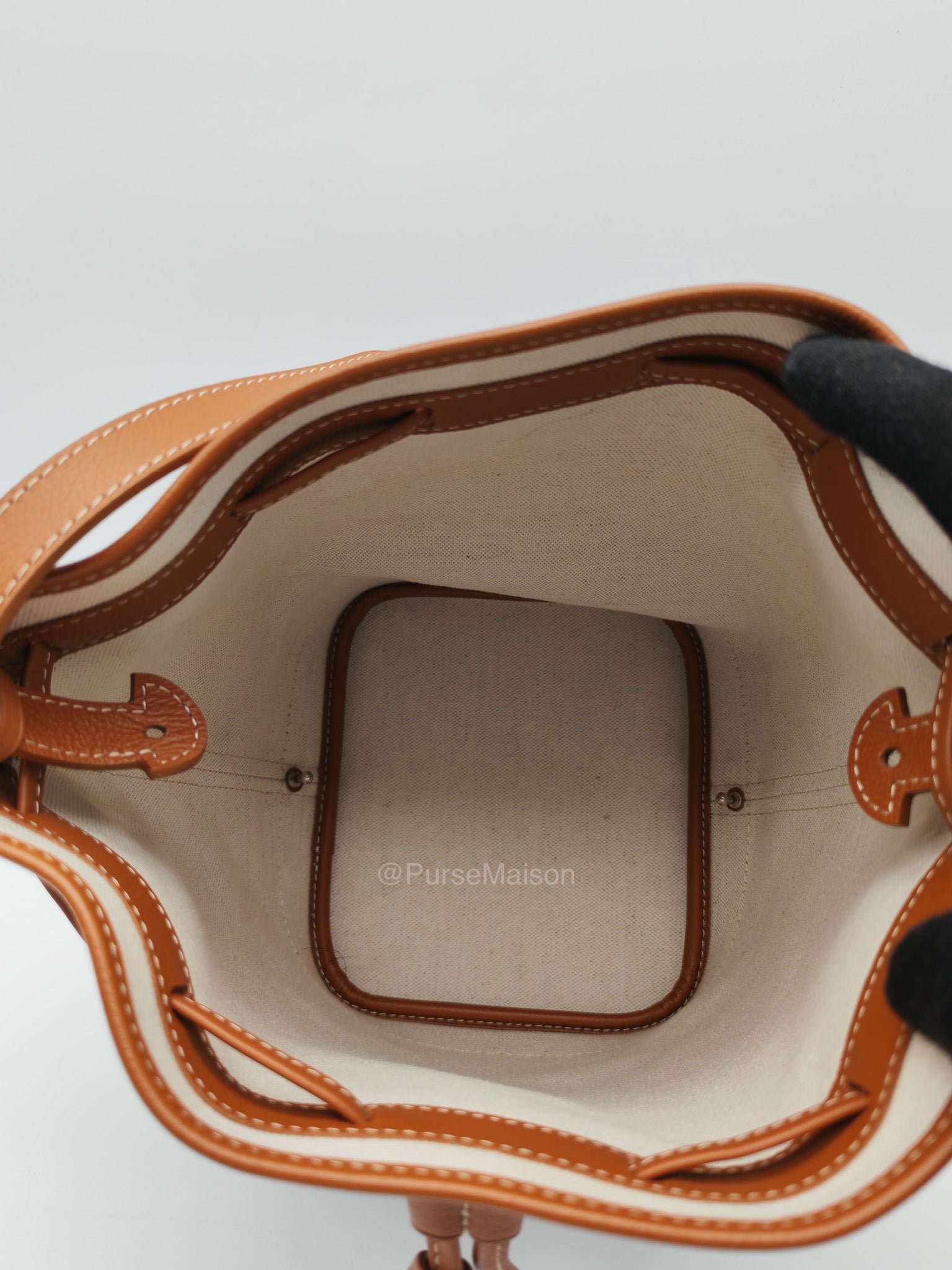 Goyard Petit Flot Bucket Bag in Black/Tan Goyardine Canvas | Purse Maison Luxury Bags Shop