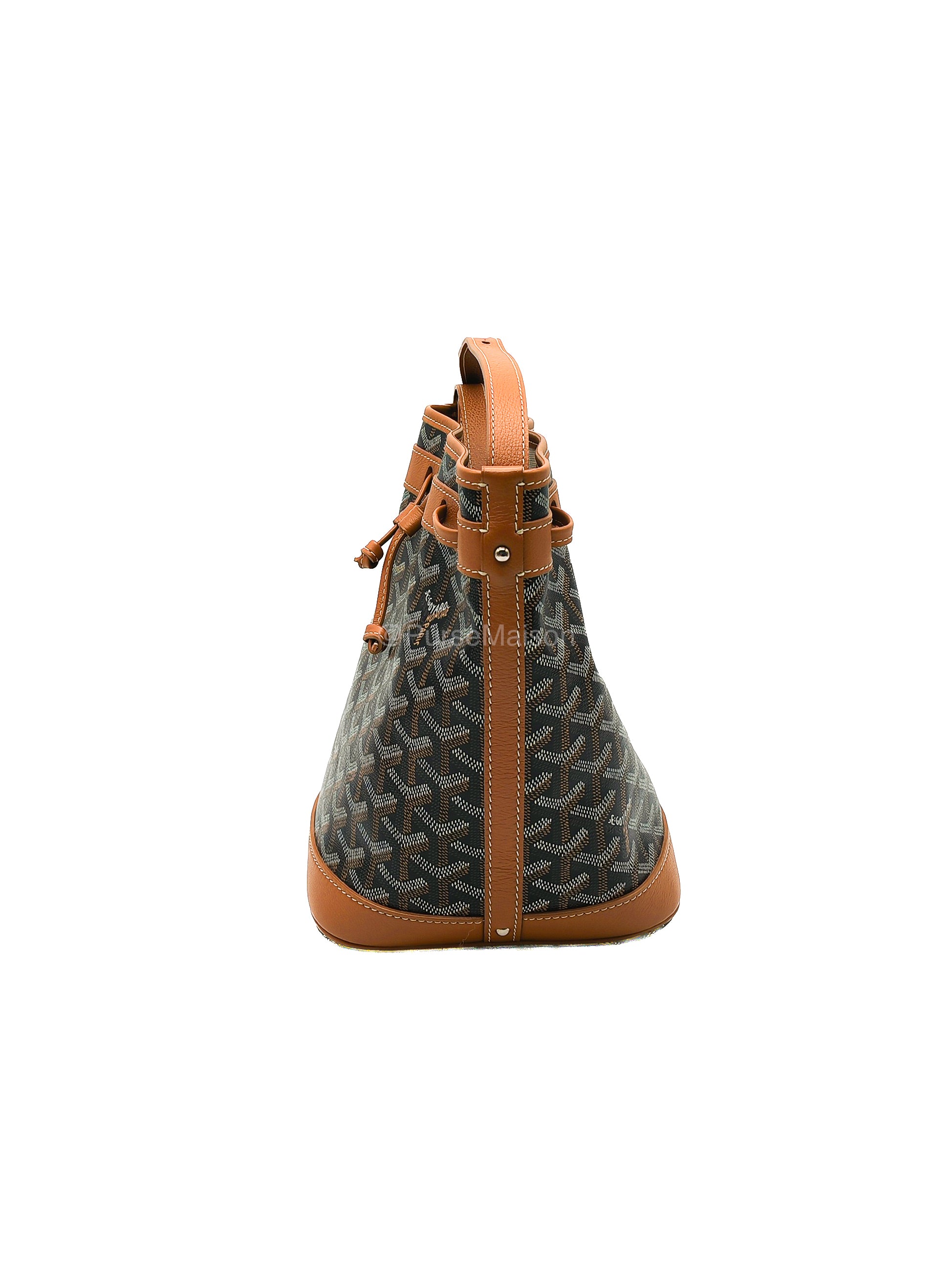 Goyard Petit Flot Bucket Bag in Black/Tan Goyardine Canvas | Purse Maison Luxury Bags Shop