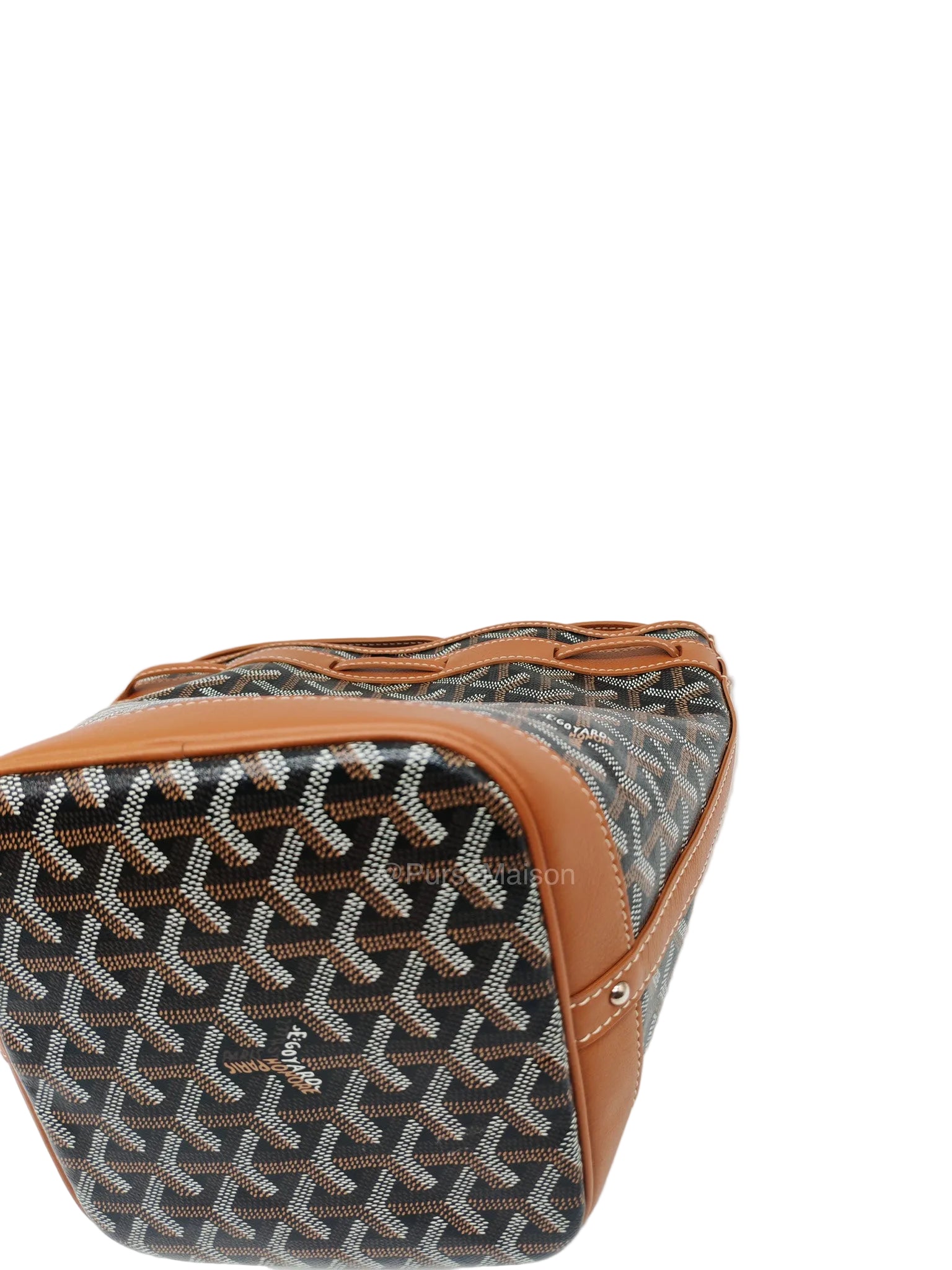 Goyard Petit Flot Bucket Bag in Black/Tan Goyardine Canvas | Purse Maison Luxury Bags Shop