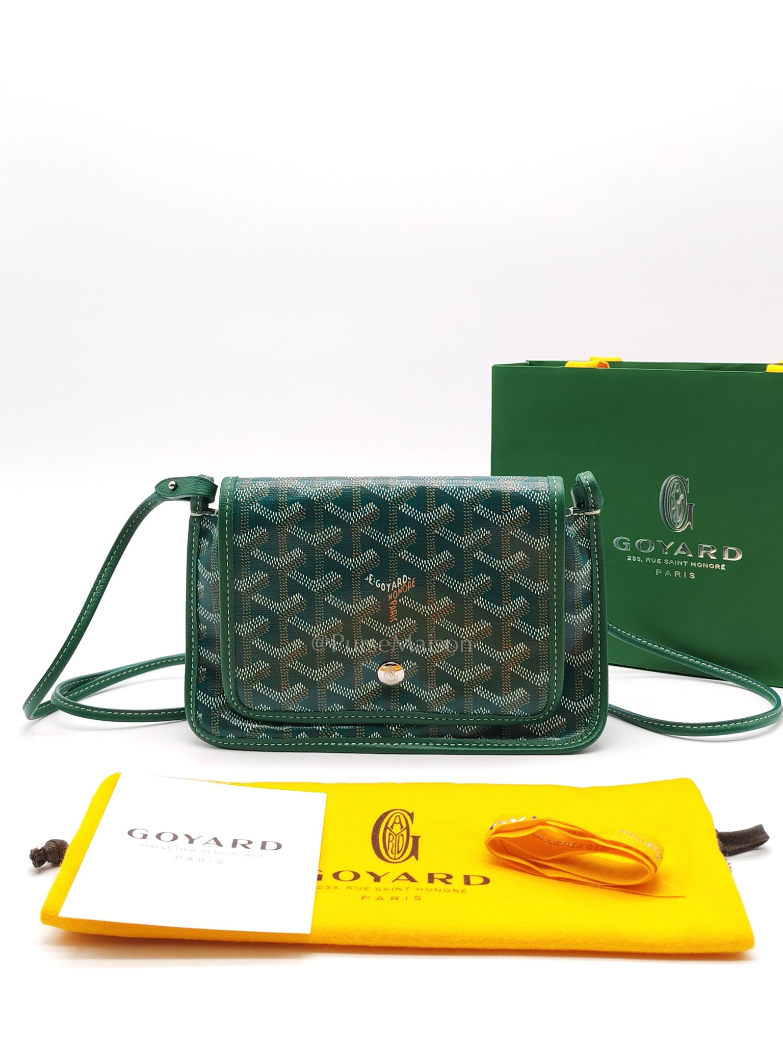 Goyard Plumet Crossbody Bag in Green Goyardine Canvas | Purse Maison Luxury Bags Shop