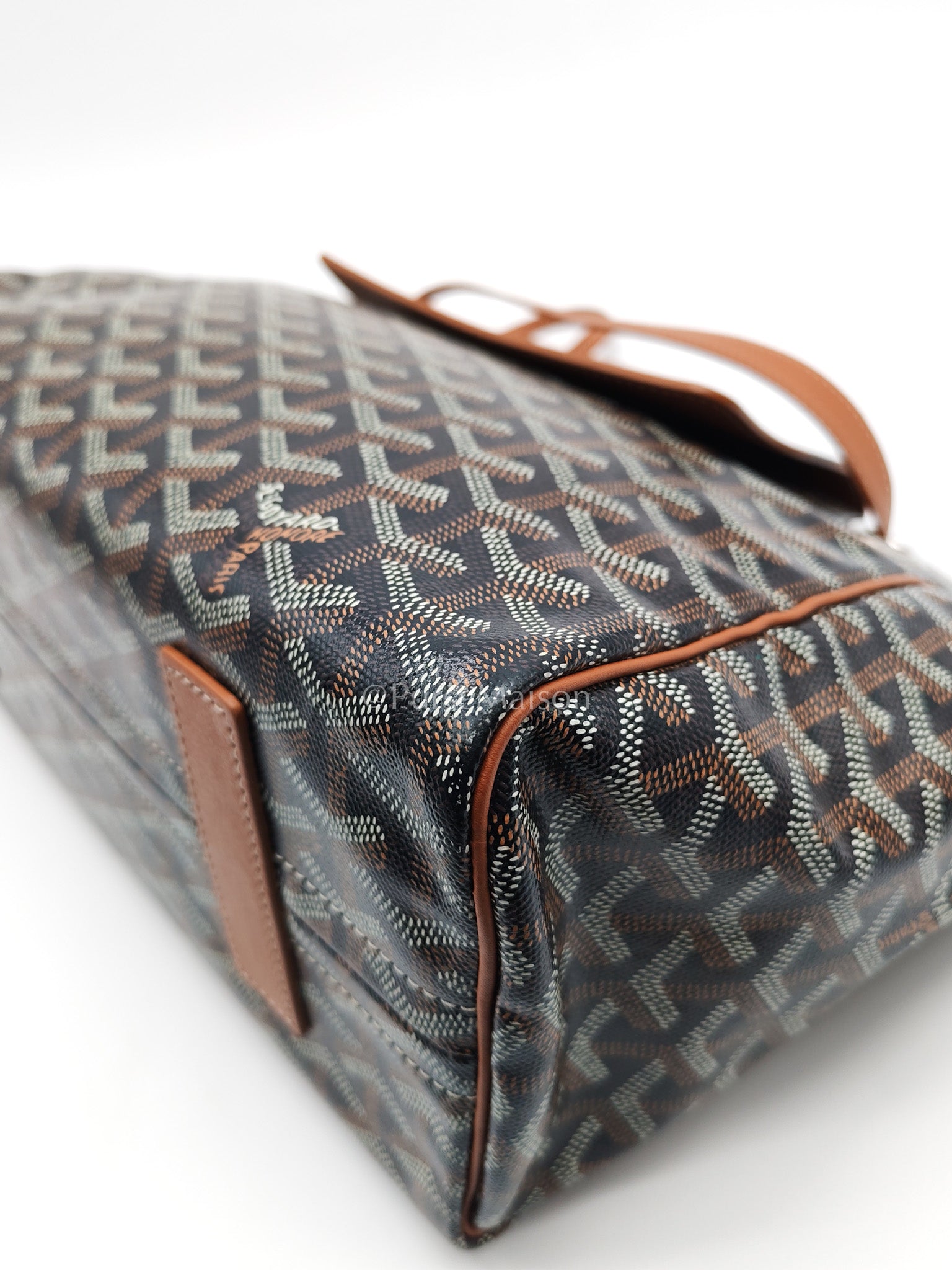 Goyard Rouette Bag in Black/Tan Goyardine Canvas and Chevroches Calfskin Leather | Purse Maison Luxury Bags Shop