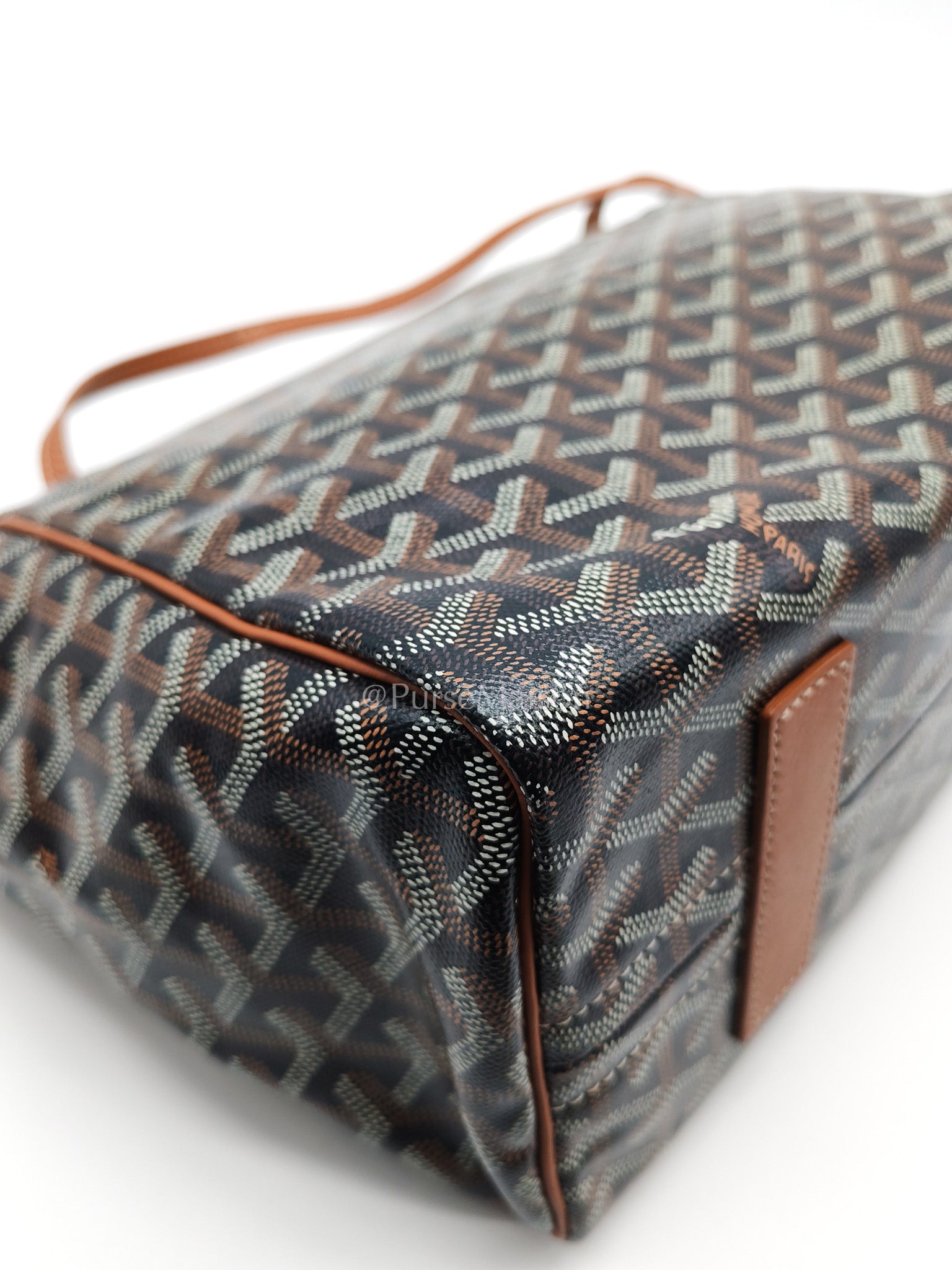 Goyard Rouette Bag in Black/Tan Goyardine Canvas and Chevroches Calfskin Leather | Purse Maison Luxury Bags Shop