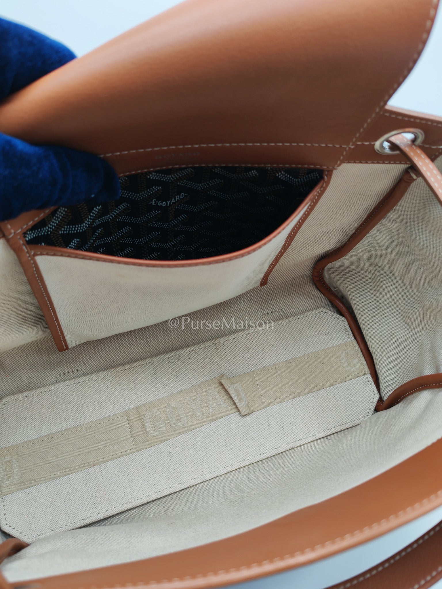 Goyard Rouette Bag in Black/Tan Goyardine Canvas and Chevroches Calfskin Leather | Purse Maison Luxury Bags Shop