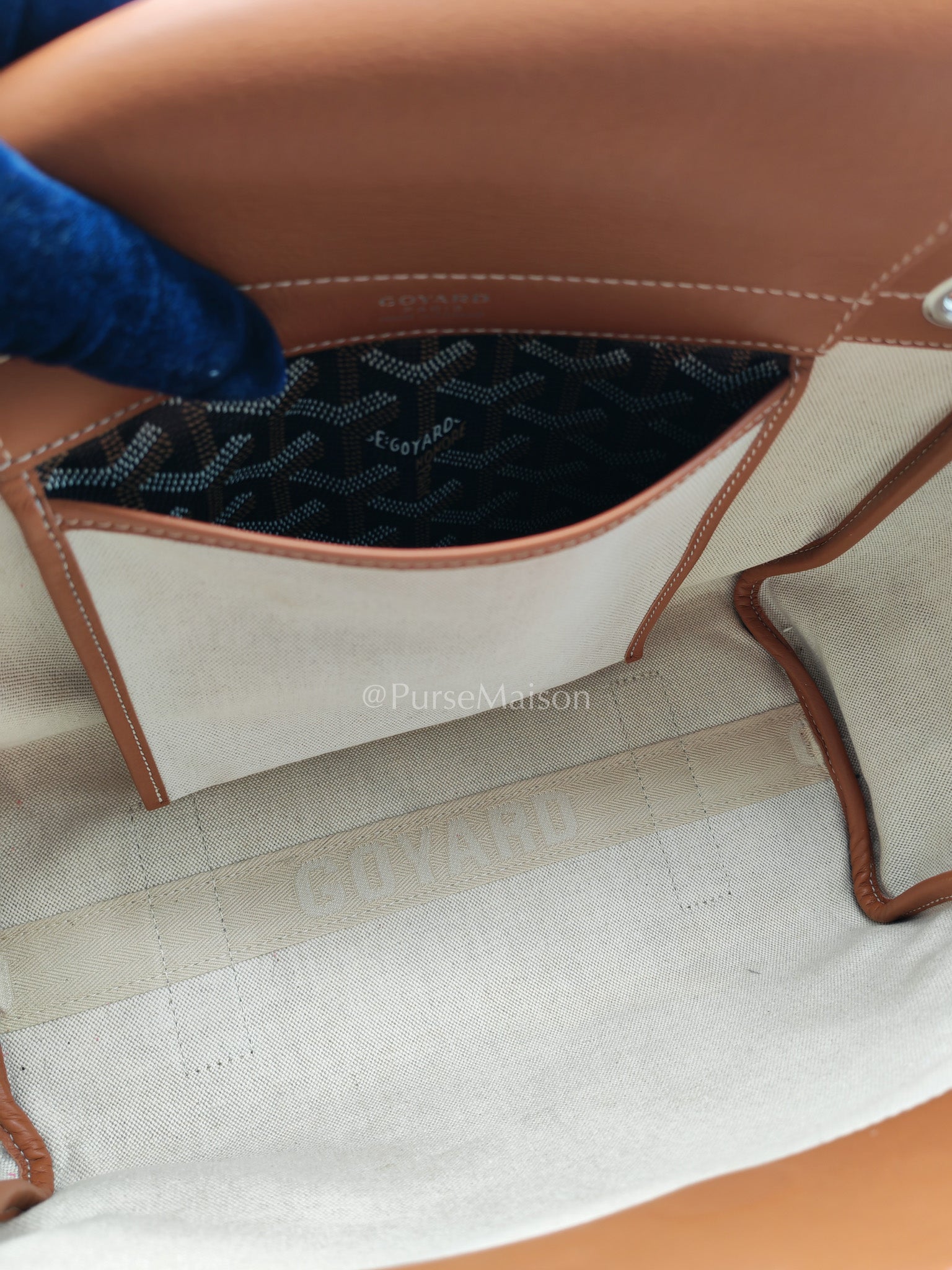 Goyard Rouette Bag in Black/Tan Goyardine Canvas and Chevroches Calfskin Leather | Purse Maison Luxury Bags Shop