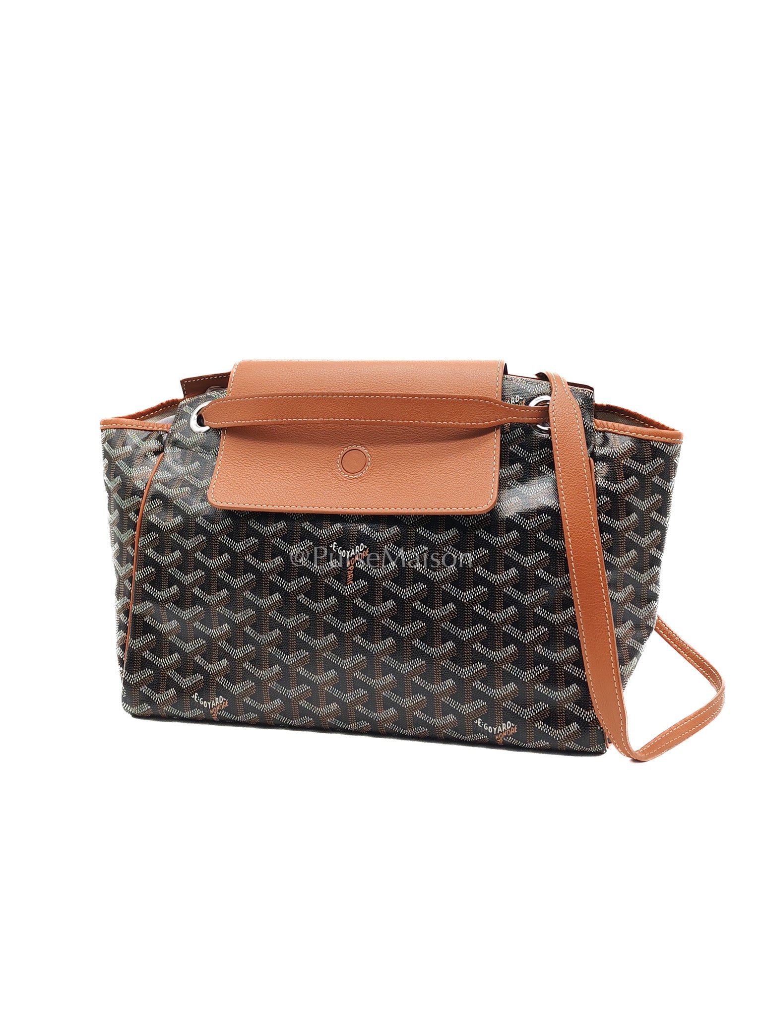 Goyard Rouette Bag in Black/Tan Goyardine Canvas and Chevroches Calfskin Leather | Purse Maison Luxury Bags Shop