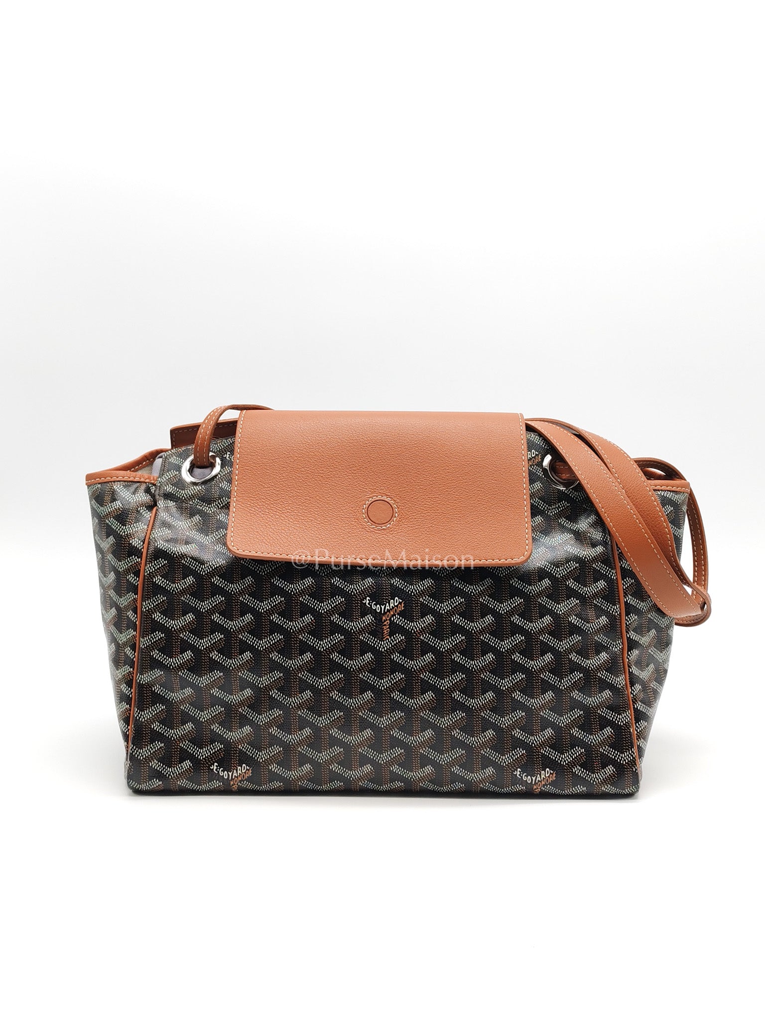 Goyard Rouette Bag in Black/Tan Goyardine Canvas and Chevroches Calfskin Leather | Purse Maison Luxury Bags Shop