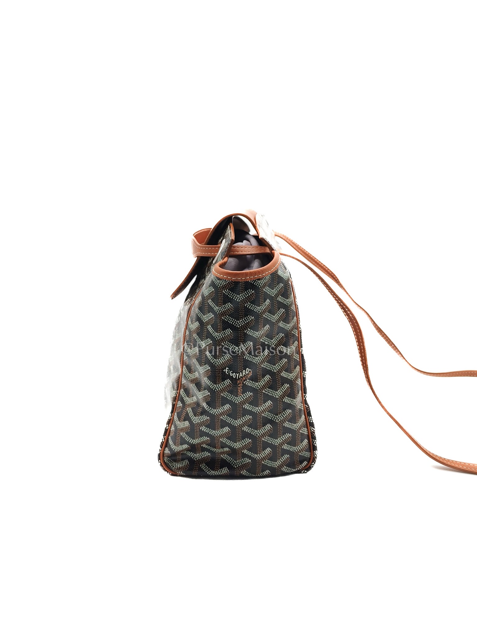 Goyard Rouette Bag in Black/Tan Goyardine Canvas and Chevroches Calfskin Leather | Purse Maison Luxury Bags Shop