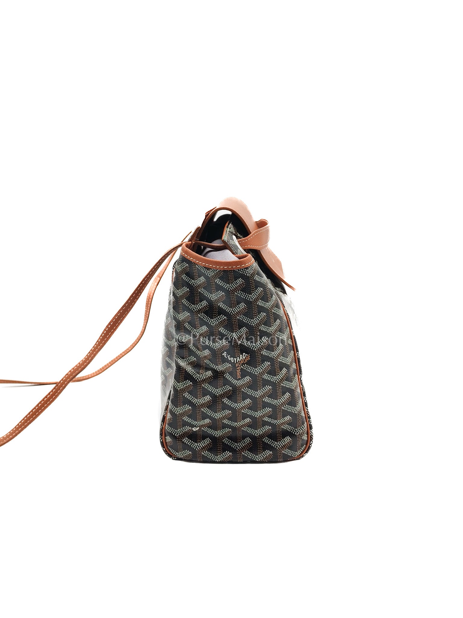 Goyard Rouette Bag in Black/Tan Goyardine Canvas and Chevroches Calfskin Leather | Purse Maison Luxury Bags Shop