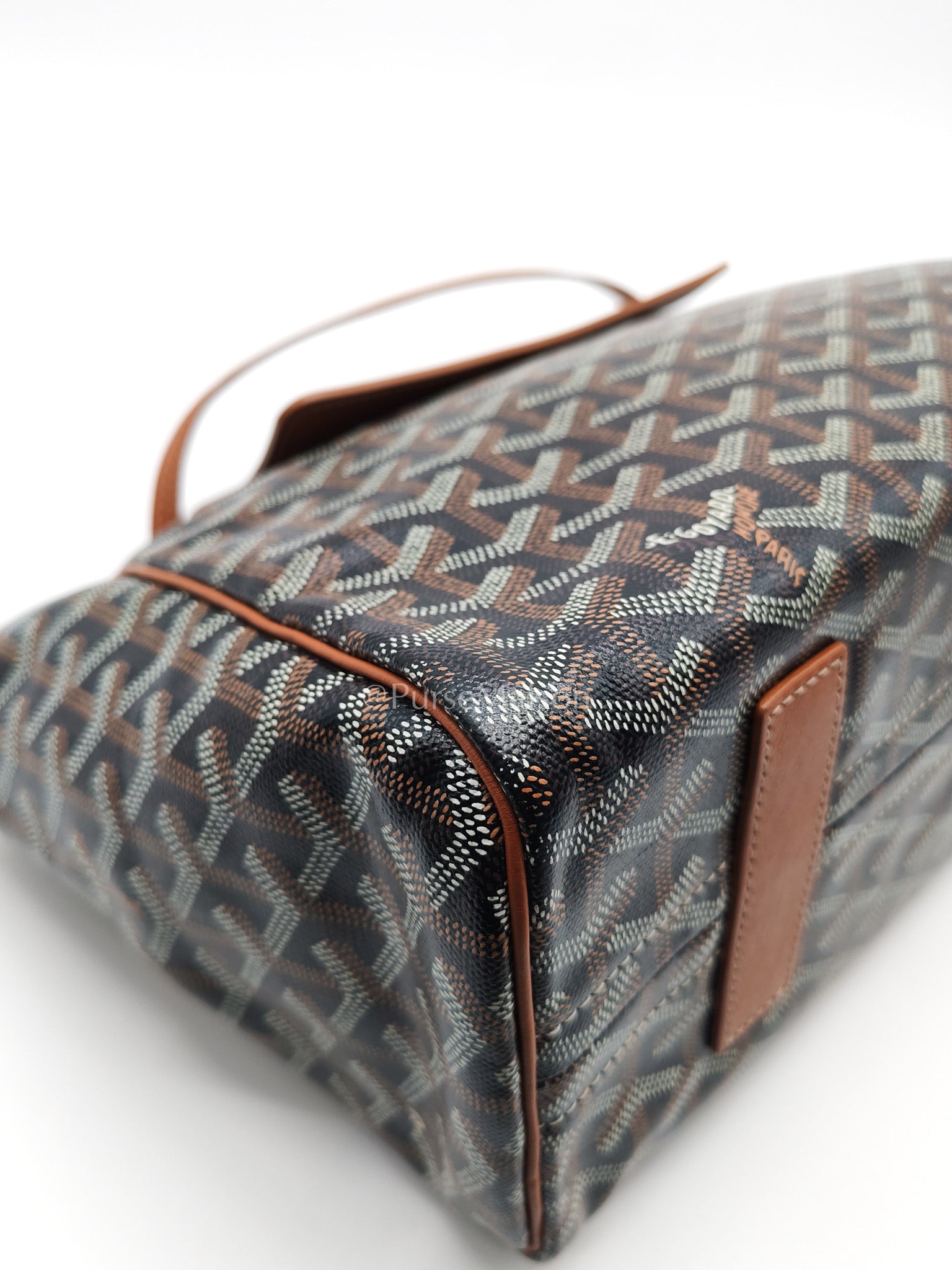 Goyard Rouette Bag in Black/Tan Goyardine Canvas and Chevroches Calfskin Leather | Purse Maison Luxury Bags Shop