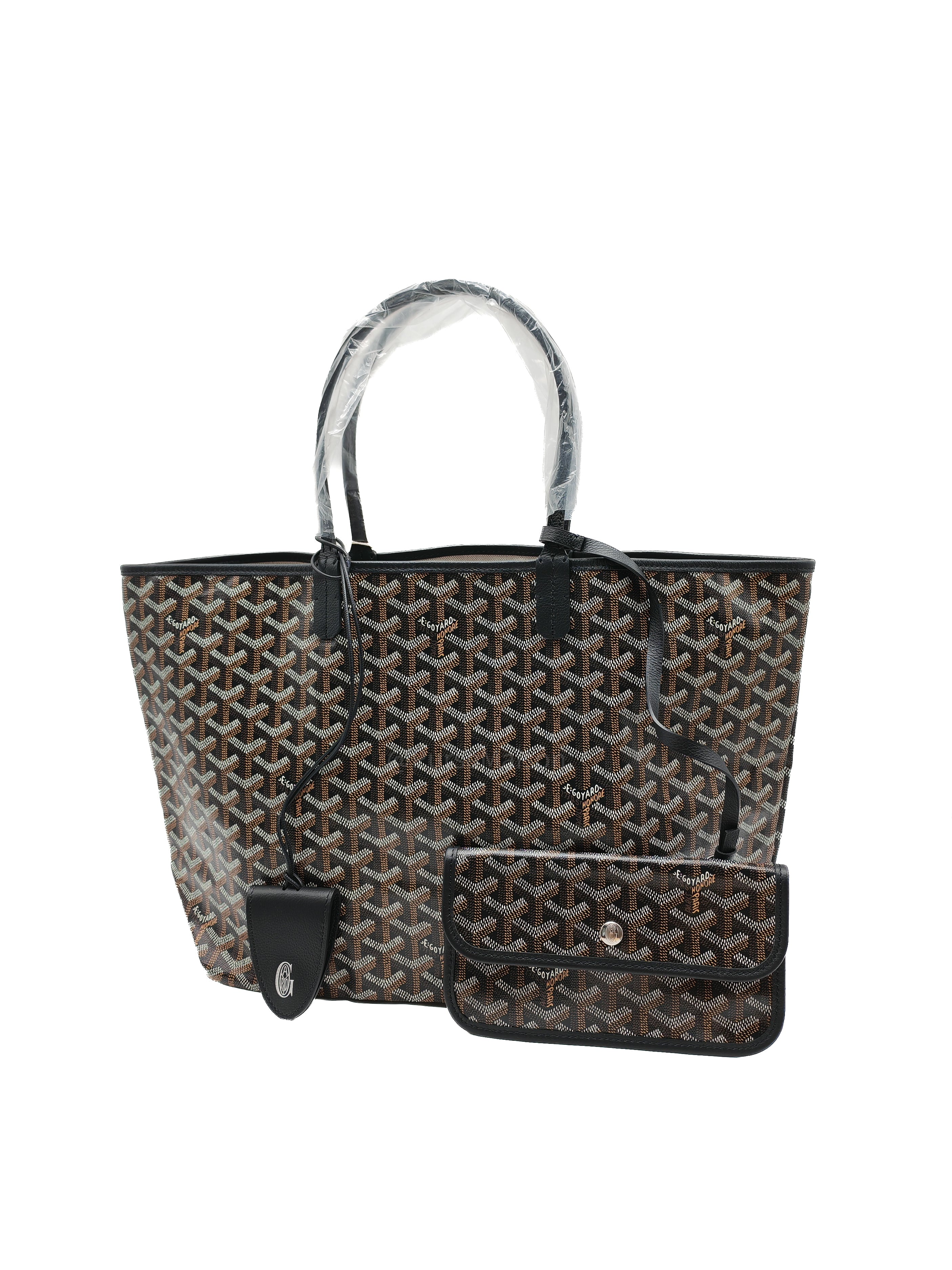 Goyard Saint Louis PM in Black Goyardine Canvas with Croc Universal Clip Charm | Purse Maison Luxury Bags Shop