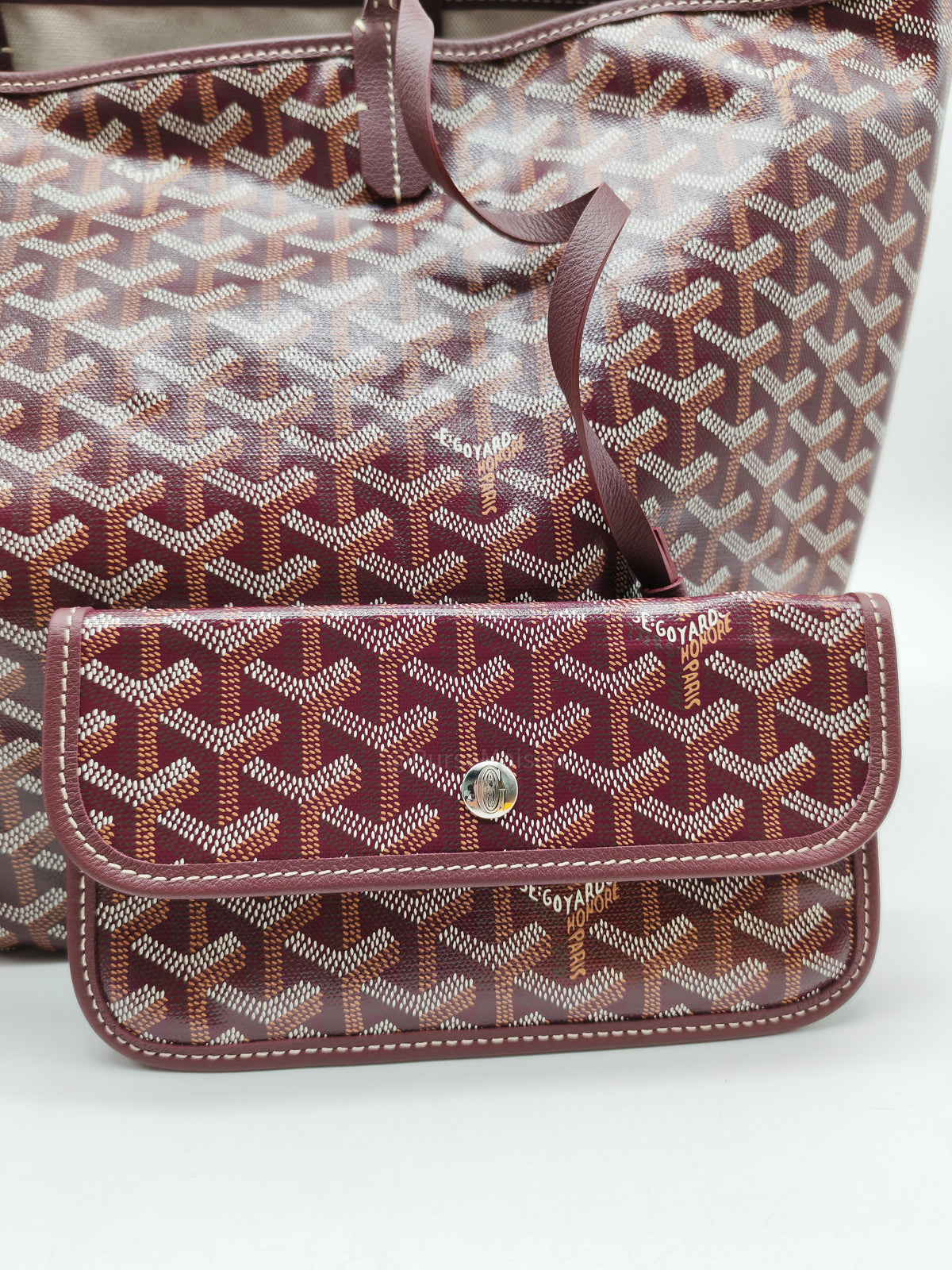 Goyard Saint Louis PM in Bordeaux Goyardine Canvas with Croc Universal Clip Charm | Purse Maison Luxury Bags Shop