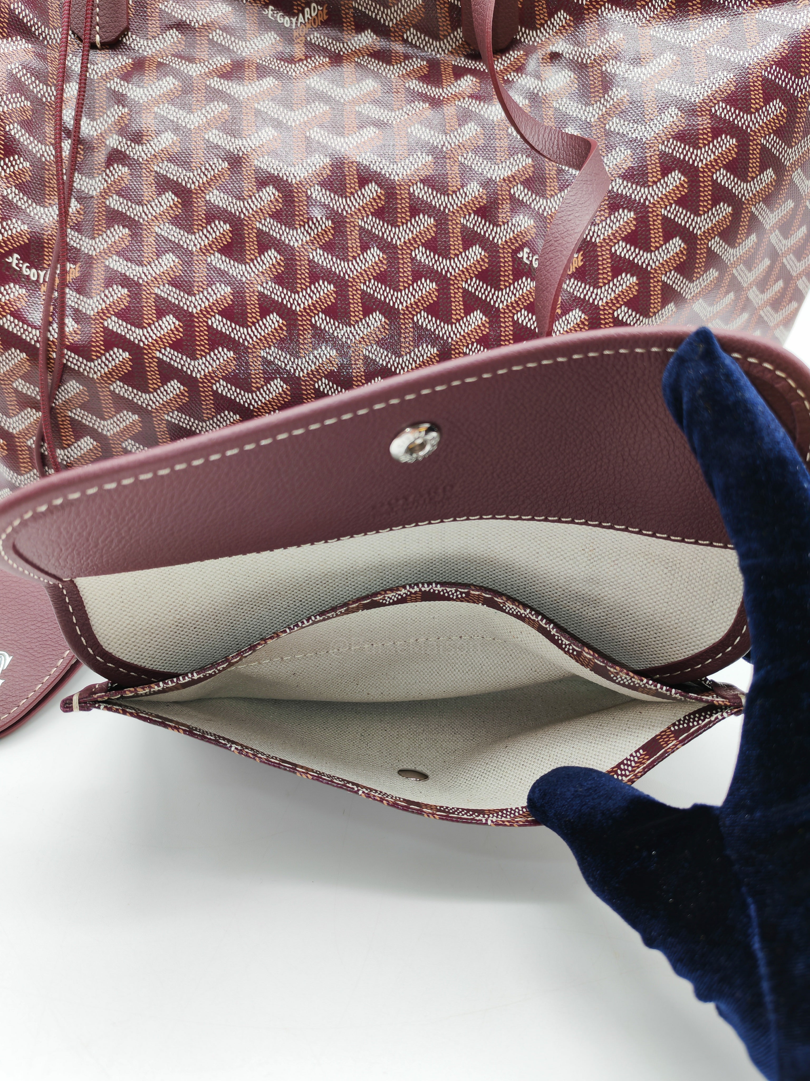 Goyard Saint Louis PM in Bordeaux Goyardine Canvas with Croc Universal Clip Charm | Purse Maison Luxury Bags Shop