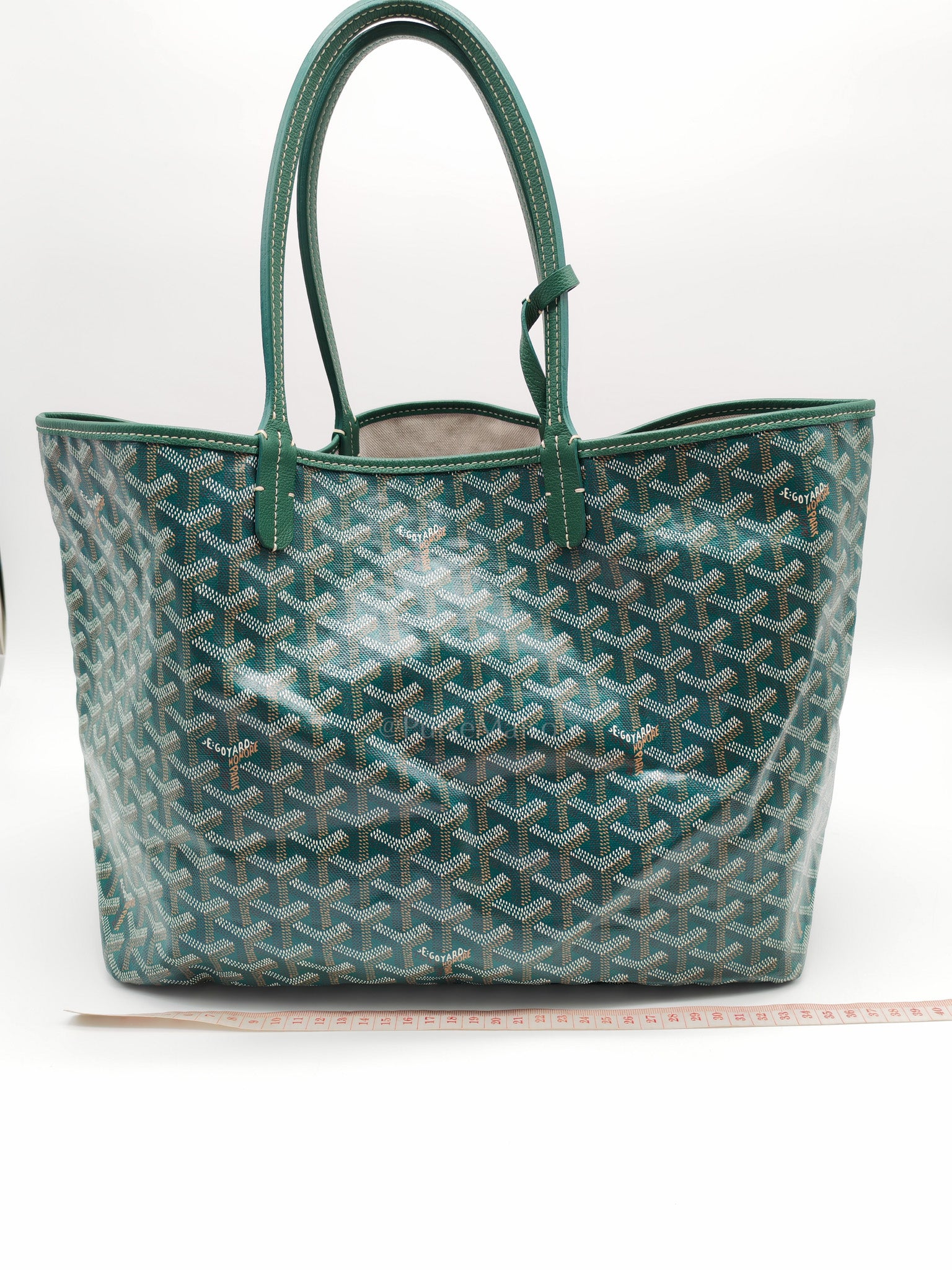 Goyard Saint Louis PM in Green Goyardine Canvas Tote Bag