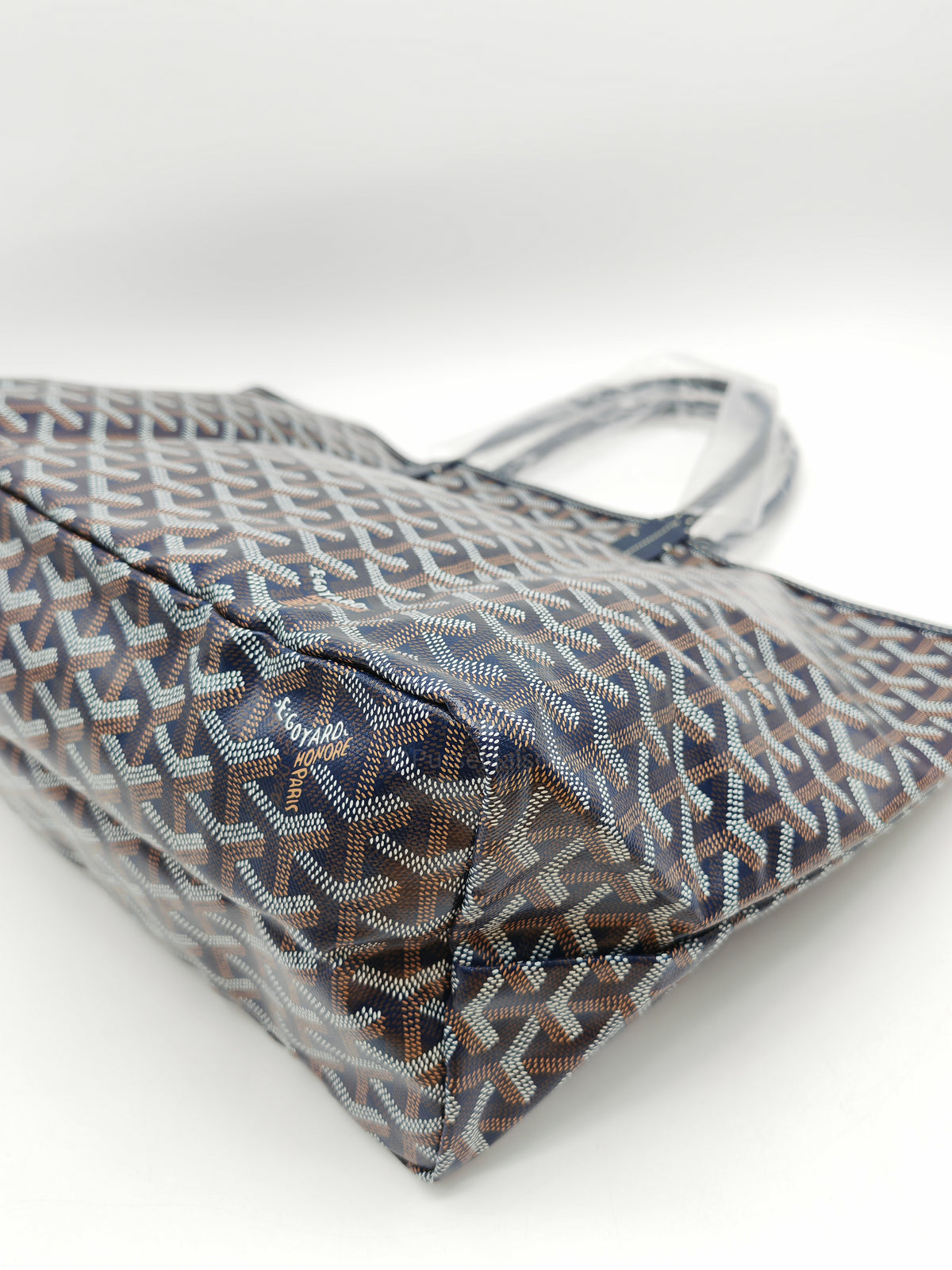 Goyard Saint Louis PM in Navy Blue Goyardine Canvas with Croc Universal Clip Charm | Purse Maison Luxury Bags Shop