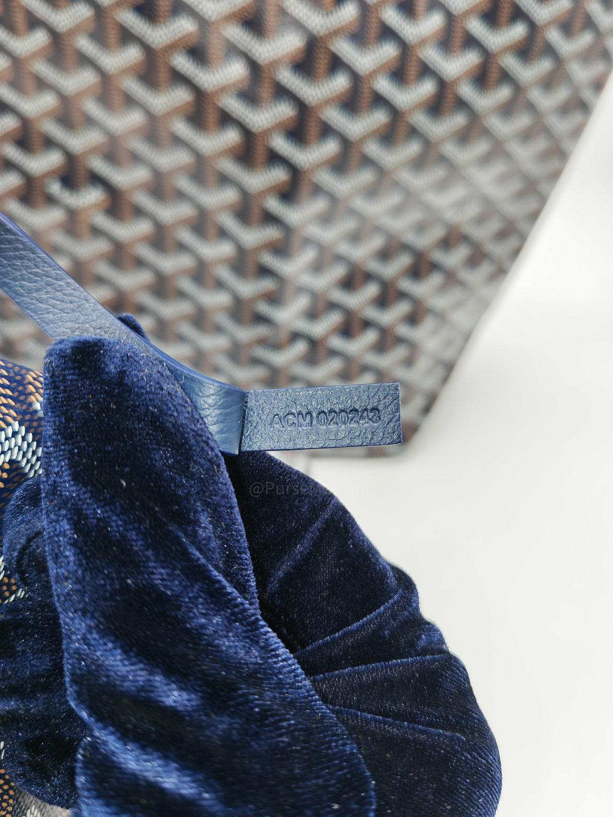 Goyard Saint Louis PM in Navy Blue Goyardine Canvas with Croc Universal Clip Charm | Purse Maison Luxury Bags Shop