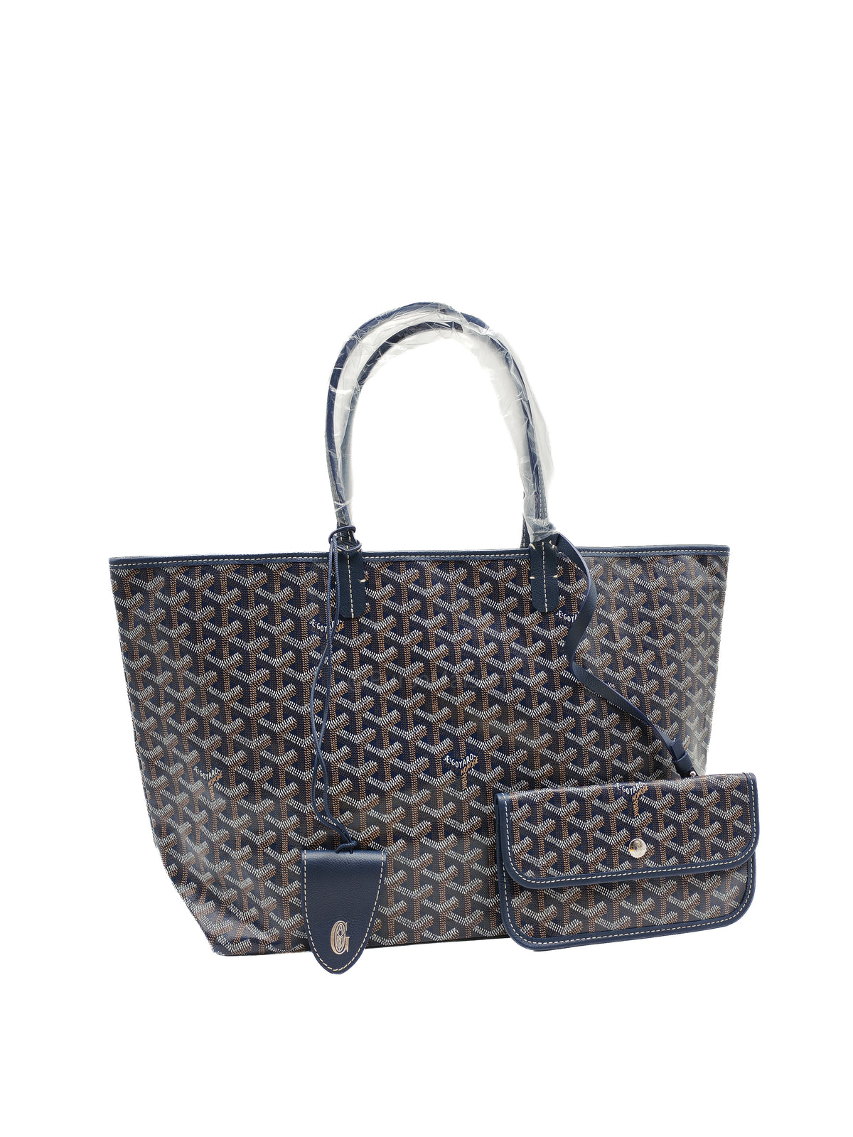 Goyard Saint Louis PM in Navy Blue Goyardine Canvas with Croc Universal Clip Charm | Purse Maison Luxury Bags Shop