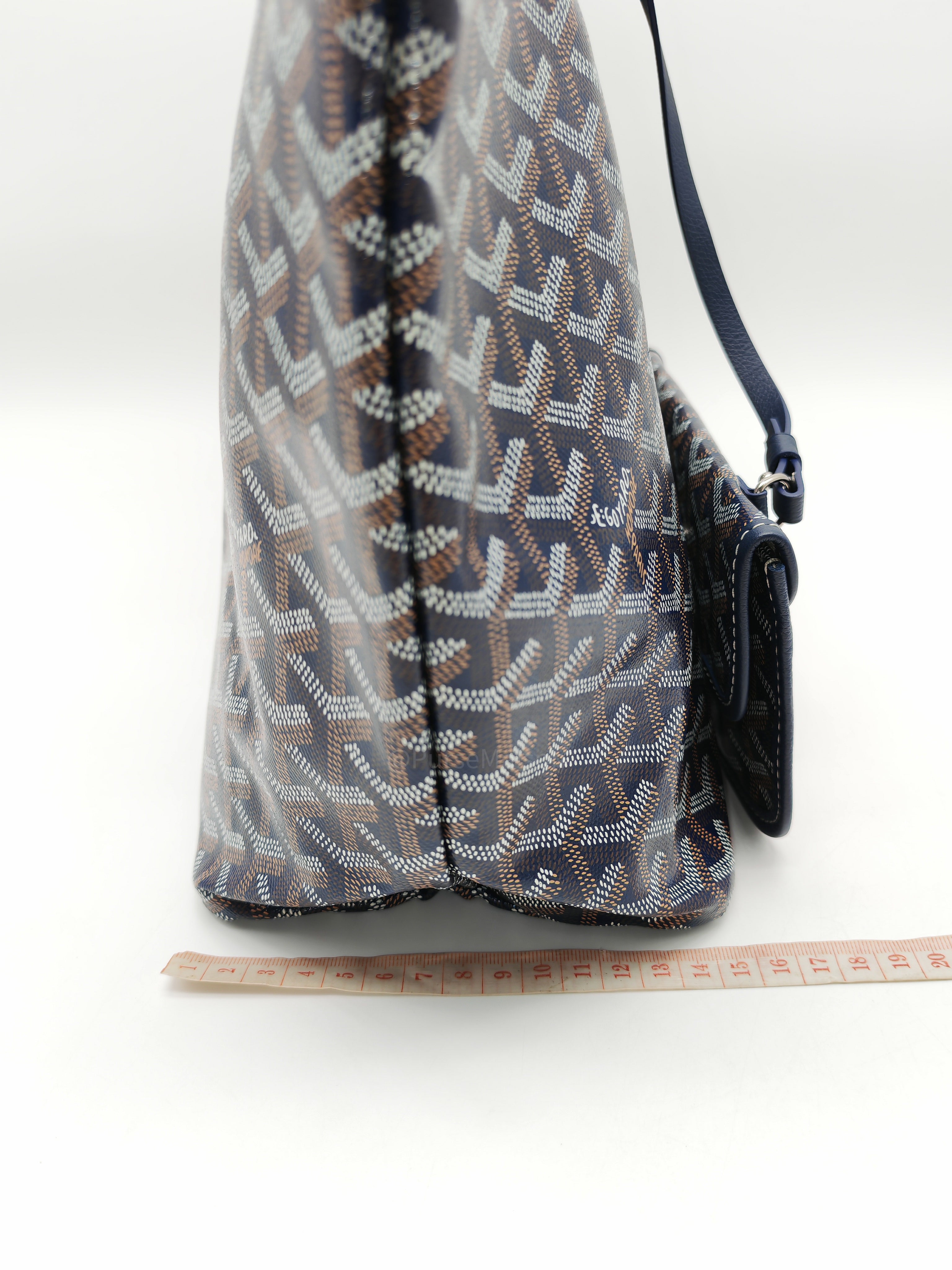 Goyard Saint Louis PM in Navy Blue Goyardine Canvas with Croc Universal Clip Charm | Purse Maison Luxury Bags Shop