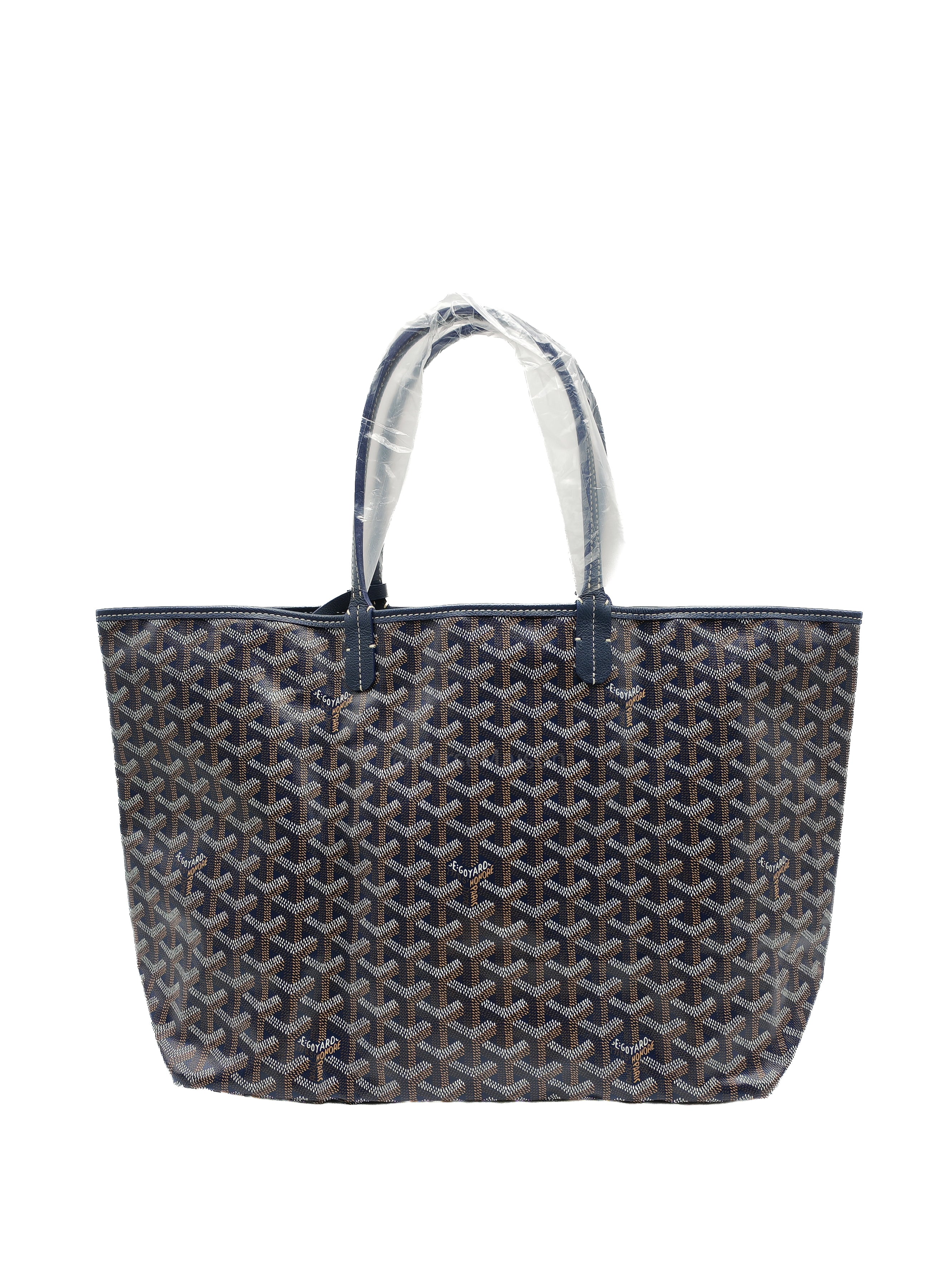 Goyard Saint Louis PM in Navy Blue Goyardine Canvas with Croc Universal Clip Charm | Purse Maison Luxury Bags Shop