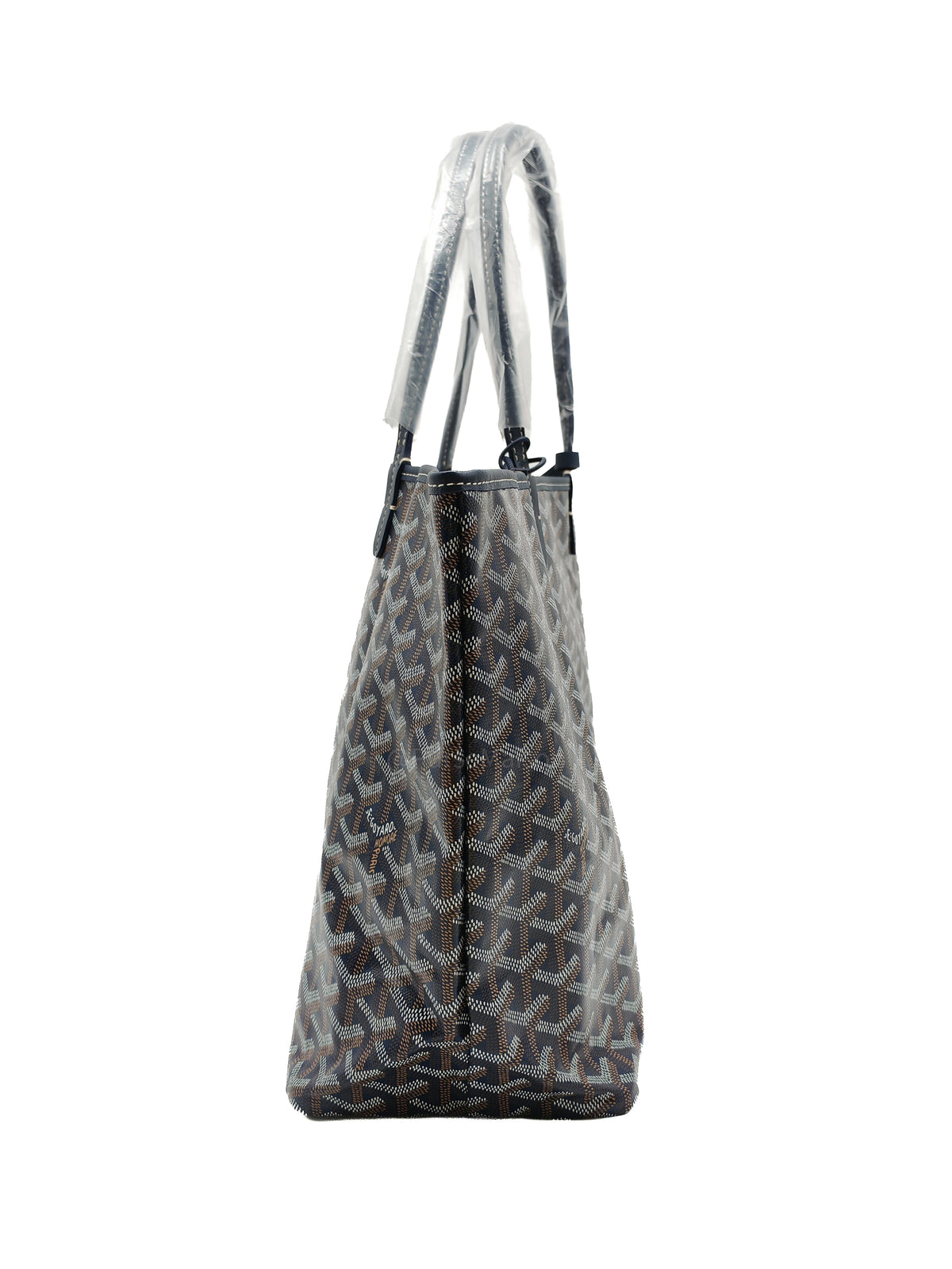 Goyard Saint Louis PM in Navy Blue Goyardine Canvas with Croc Universal Clip Charm | Purse Maison Luxury Bags Shop