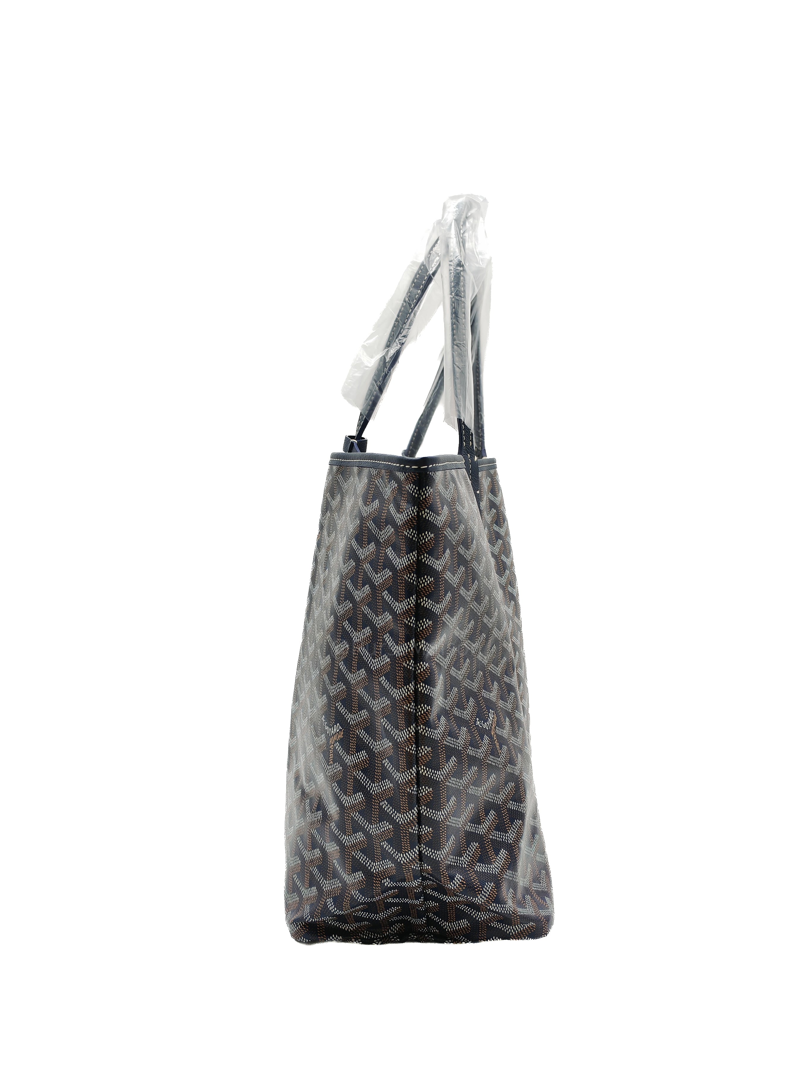Goyard Saint Louis PM in Navy Blue Goyardine Canvas with Croc Universal Clip Charm | Purse Maison Luxury Bags Shop
