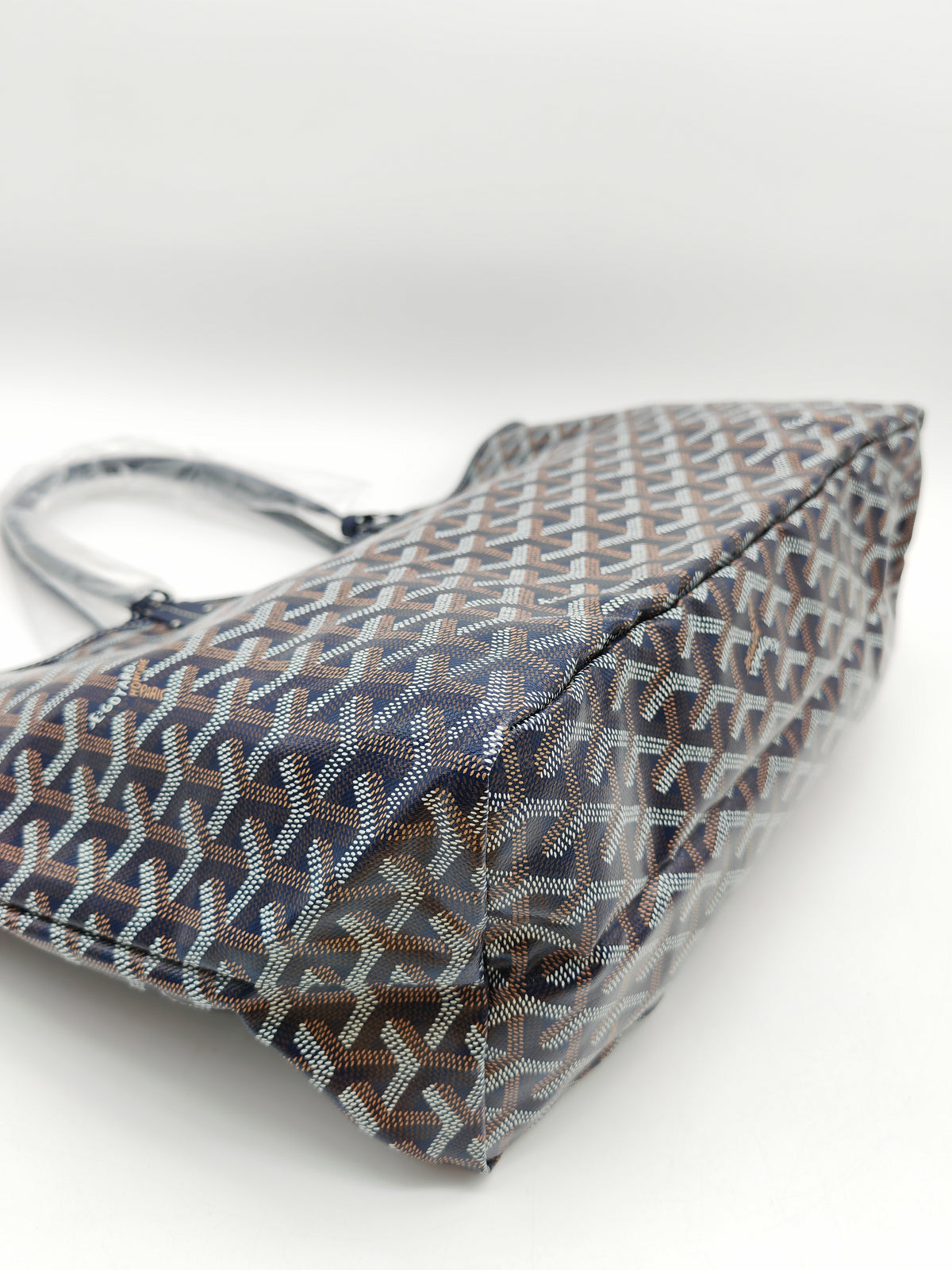 Goyard Saint Louis PM in Navy Blue Goyardine Canvas with Croc Universal Clip Charm | Purse Maison Luxury Bags Shop