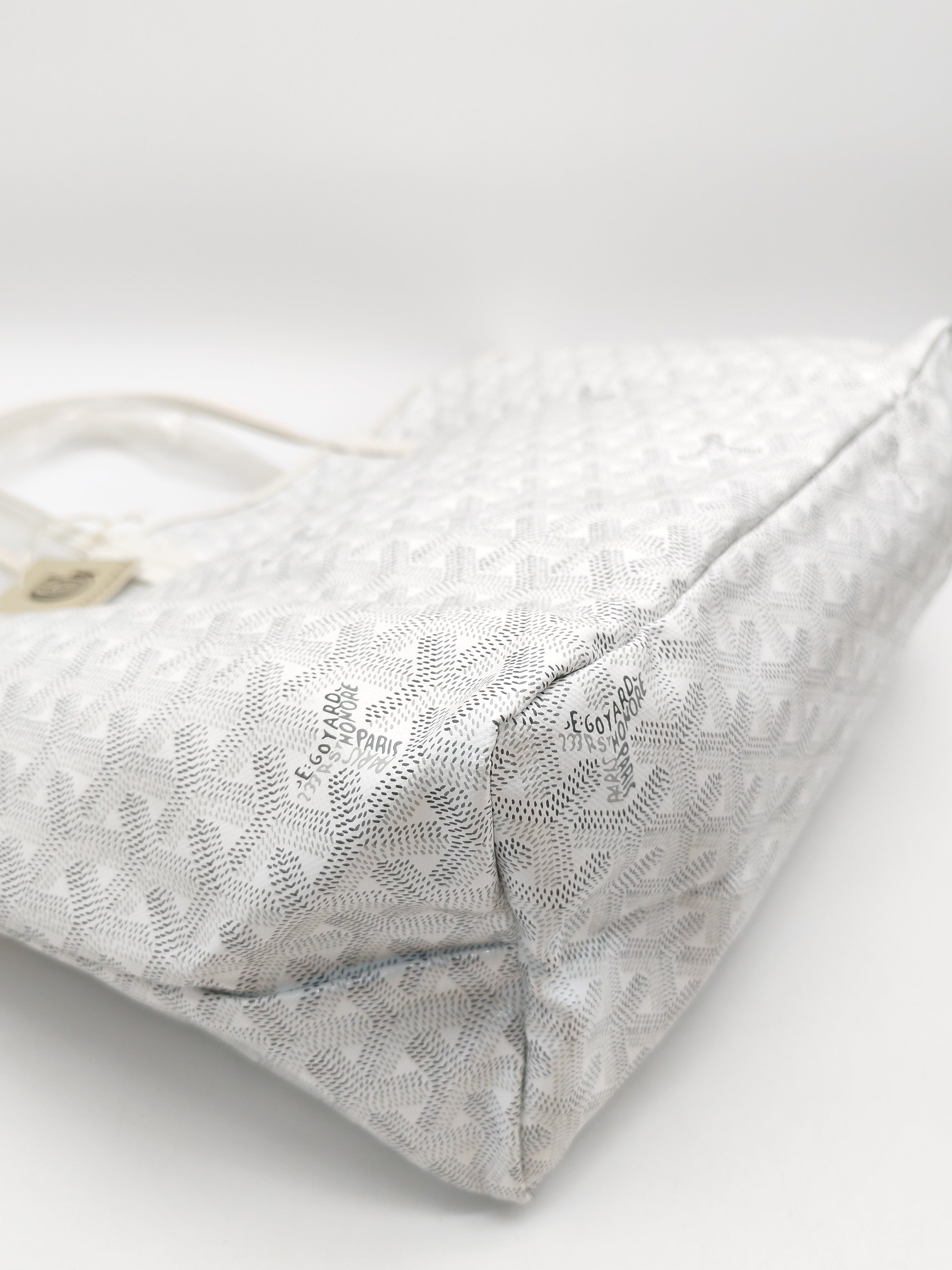 Goyard Saint Louis PM in White Goyardine Canvas with Croc Universal Clip Charm | Purse Maison Luxury Bags Shop