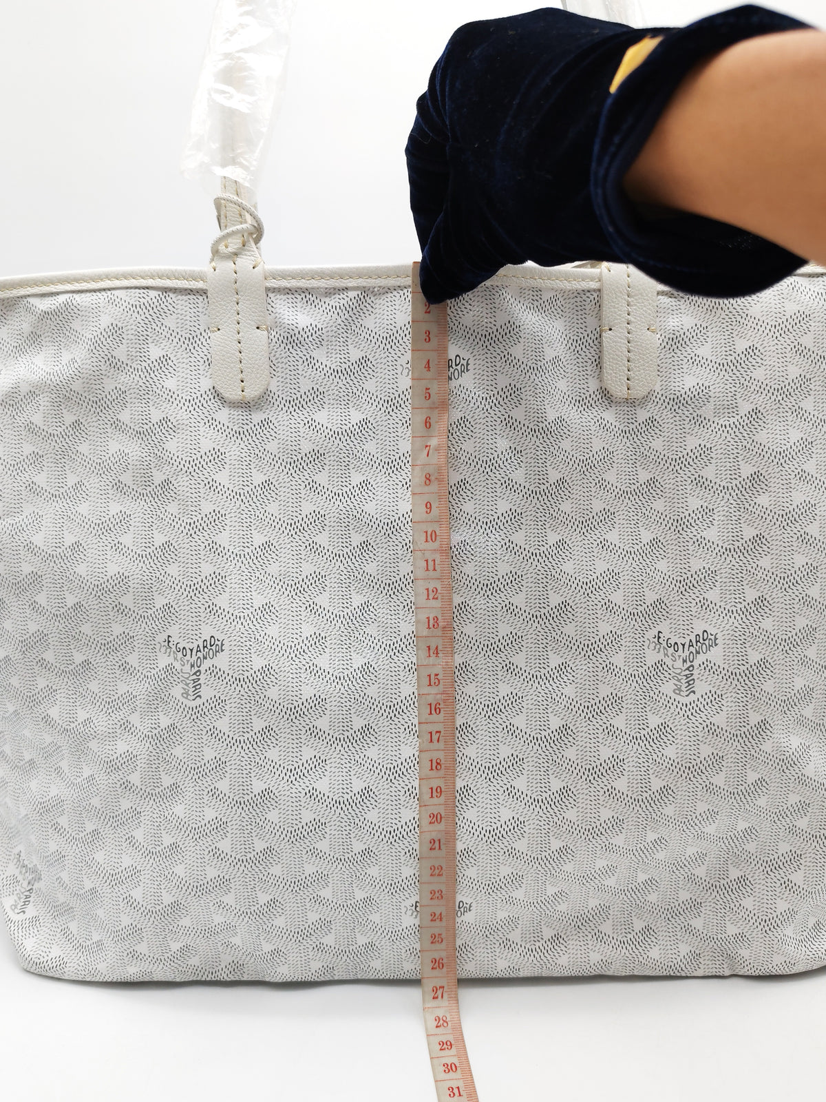 Goyard Saint Louis PM in White Goyardine Canvas with Croc Universal Clip Charm | Purse Maison Luxury Bags Shop