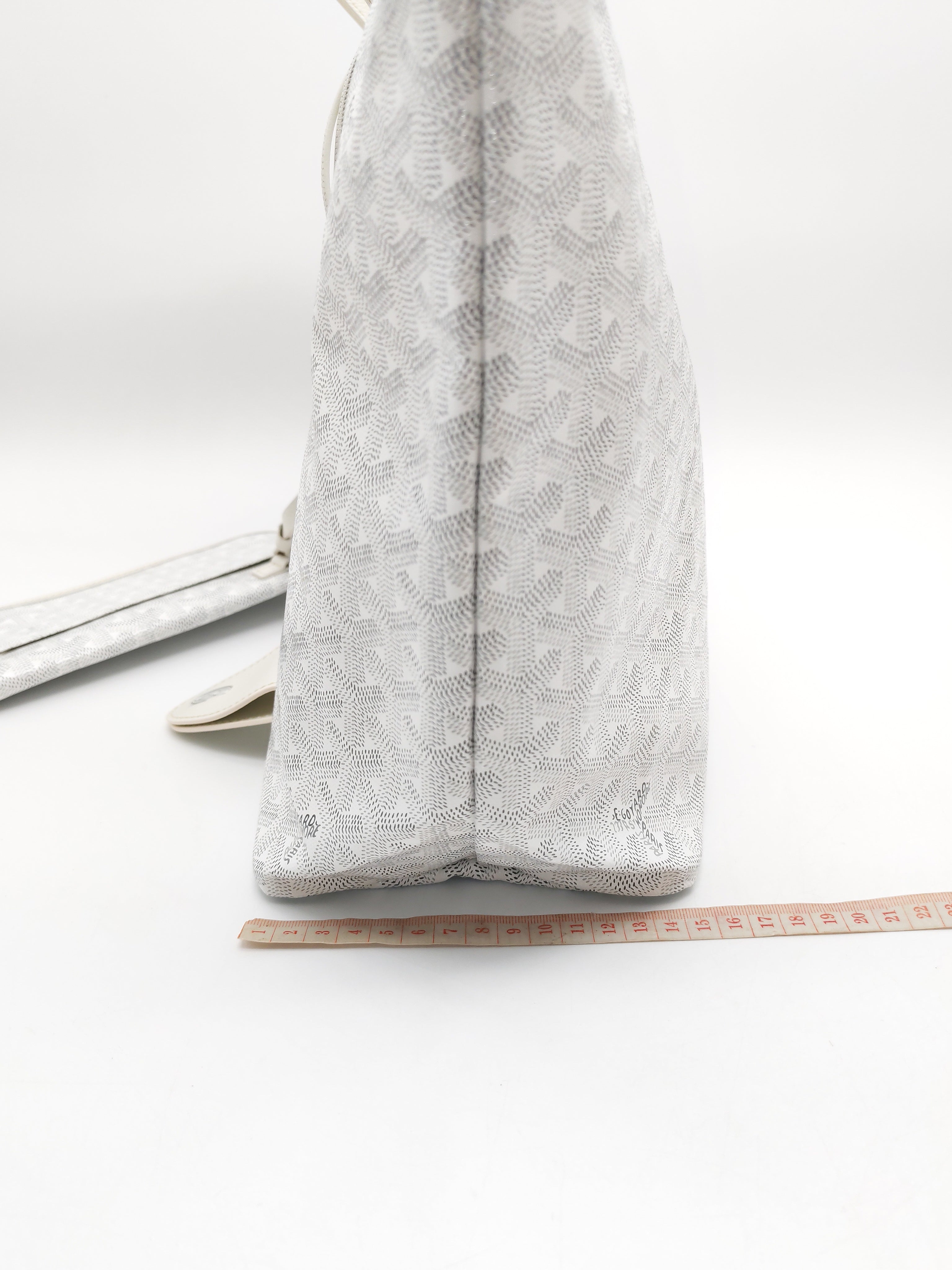 Goyard Saint Louis PM in White Goyardine Canvas with Croc Universal Clip Charm | Purse Maison Luxury Bags Shop