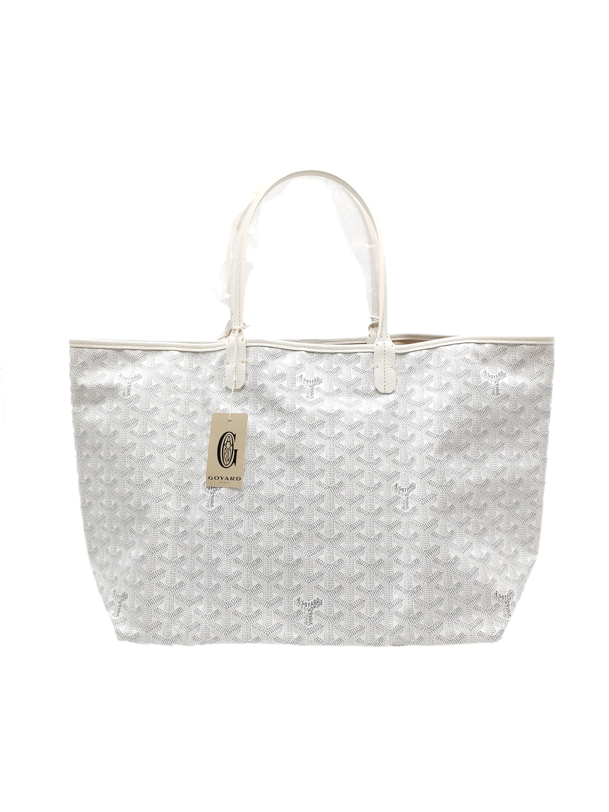 Goyard Saint Louis PM in White Goyardine Canvas with Croc Universal Clip Charm | Purse Maison Luxury Bags Shop