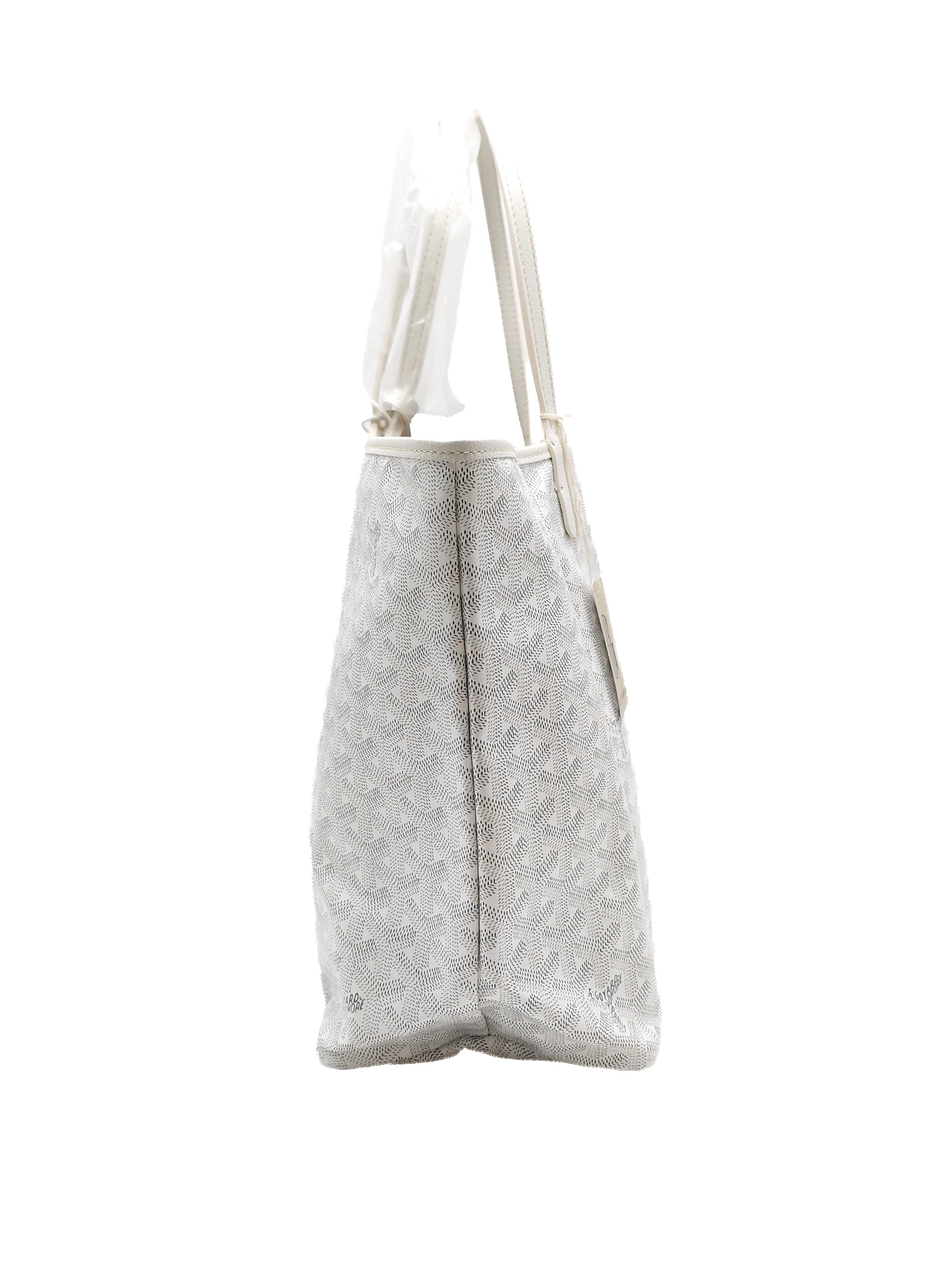 Goyard Saint Louis PM in White Goyardine Canvas with Croc Universal Clip Charm | Purse Maison Luxury Bags Shop