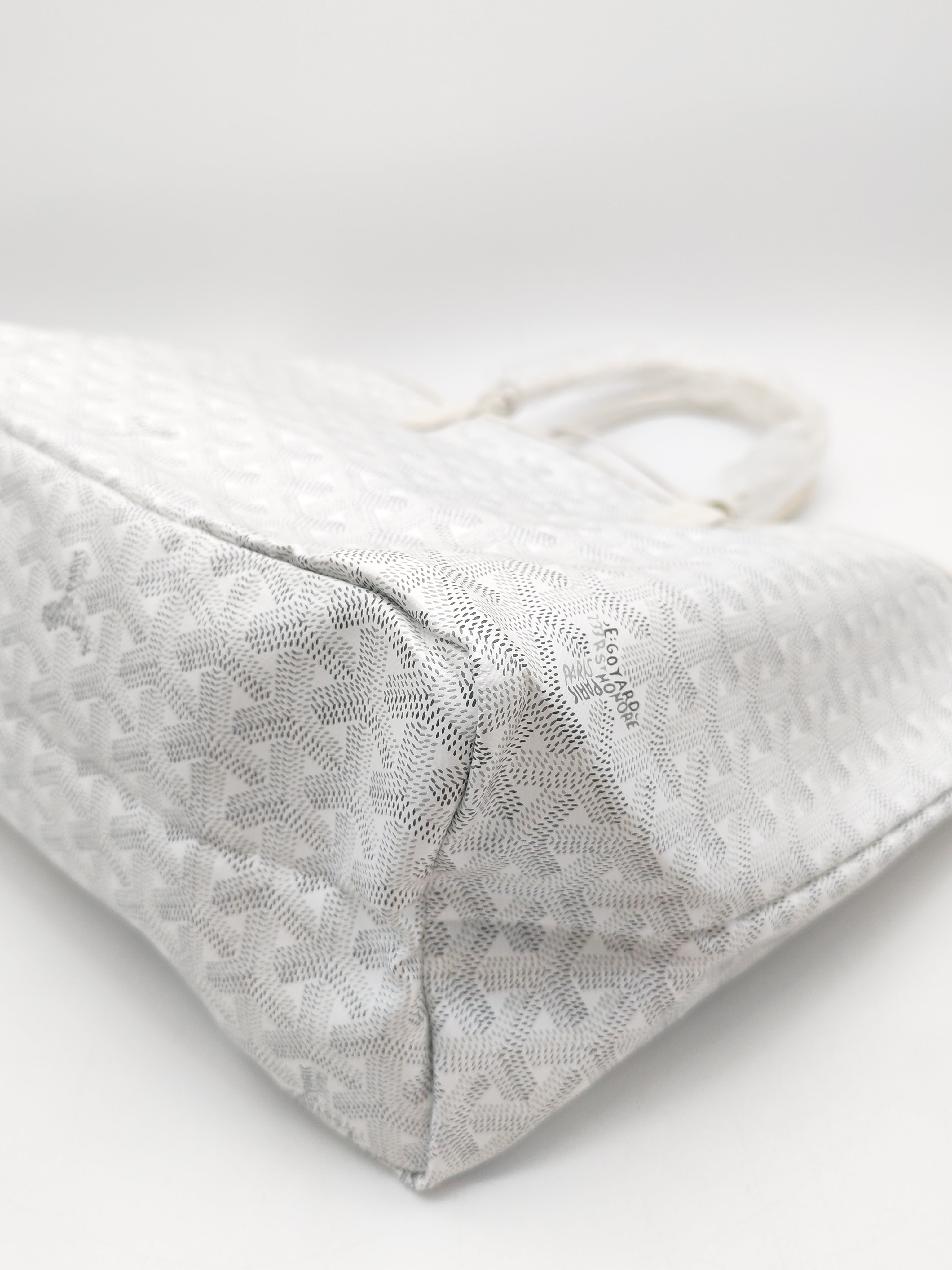 Goyard Saint Louis PM in White Goyardine Canvas with Croc