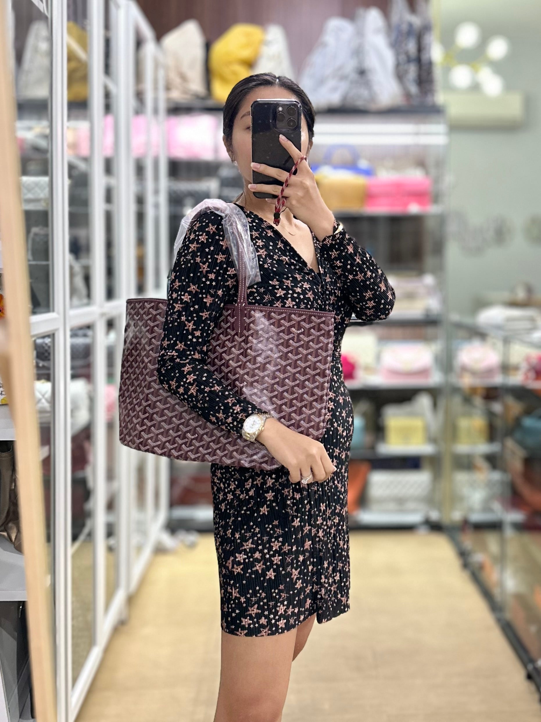 Goyard Saint Louis PM Tote Bag in Burgundy Goyardine Canvas | Purse Maison Luxury Bags Shop