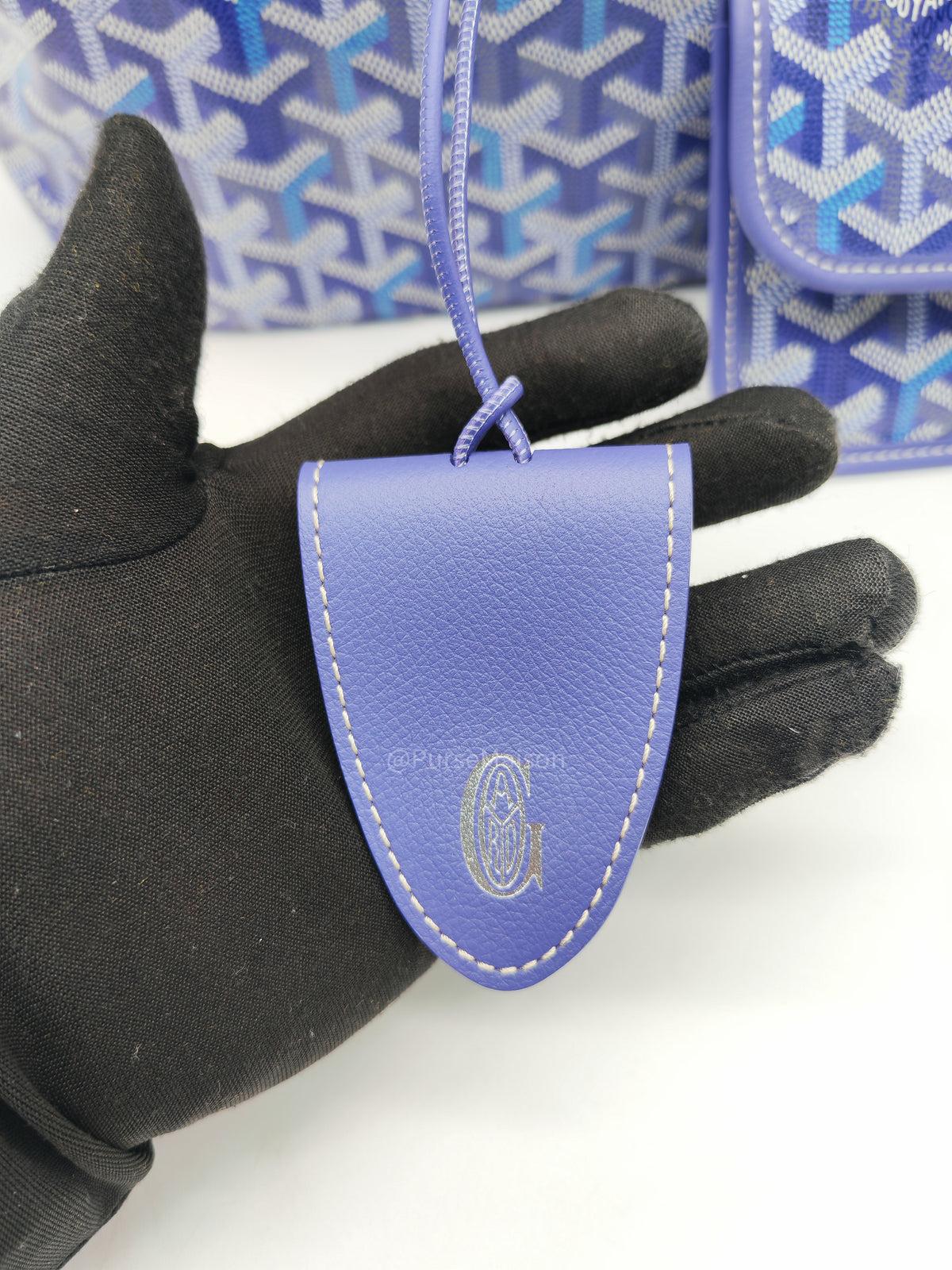 Goyard Saint Louis PM Tote Bag in Multicolored Blueberry Purple Canvas Limited Edition with Croc Universel Clip Charm | Purse Maison Luxury Bags Shop