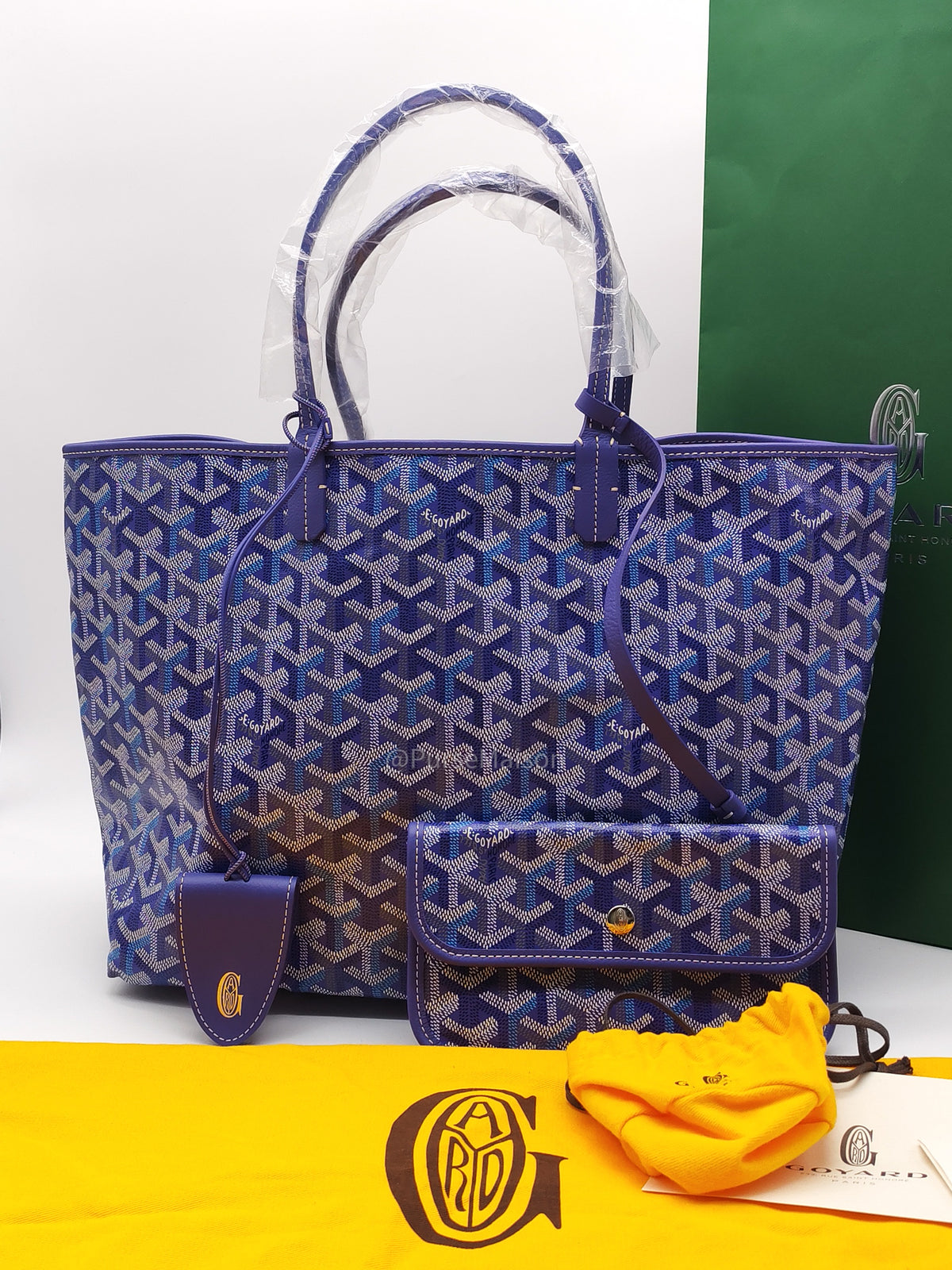 Goyard Saint Louis PM Tote Bag in Multicolored Blueberry Purple Canvas Limited Edition with Croc Universel Clip Charm | Purse Maison Luxury Bags Shop