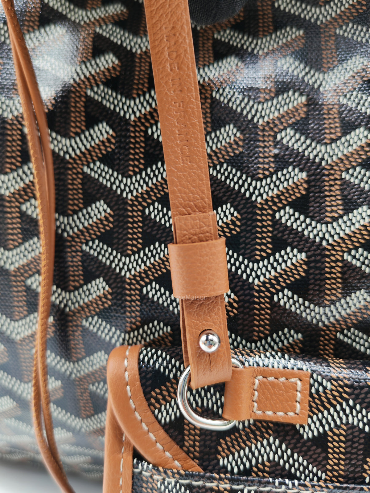 Goyard Saint Louis PM Tote Bag in Noir et Naturel/Tan Goyardine Canvas with Croc Universel Clip Charm | Purse Maison Luxury Bags Shop