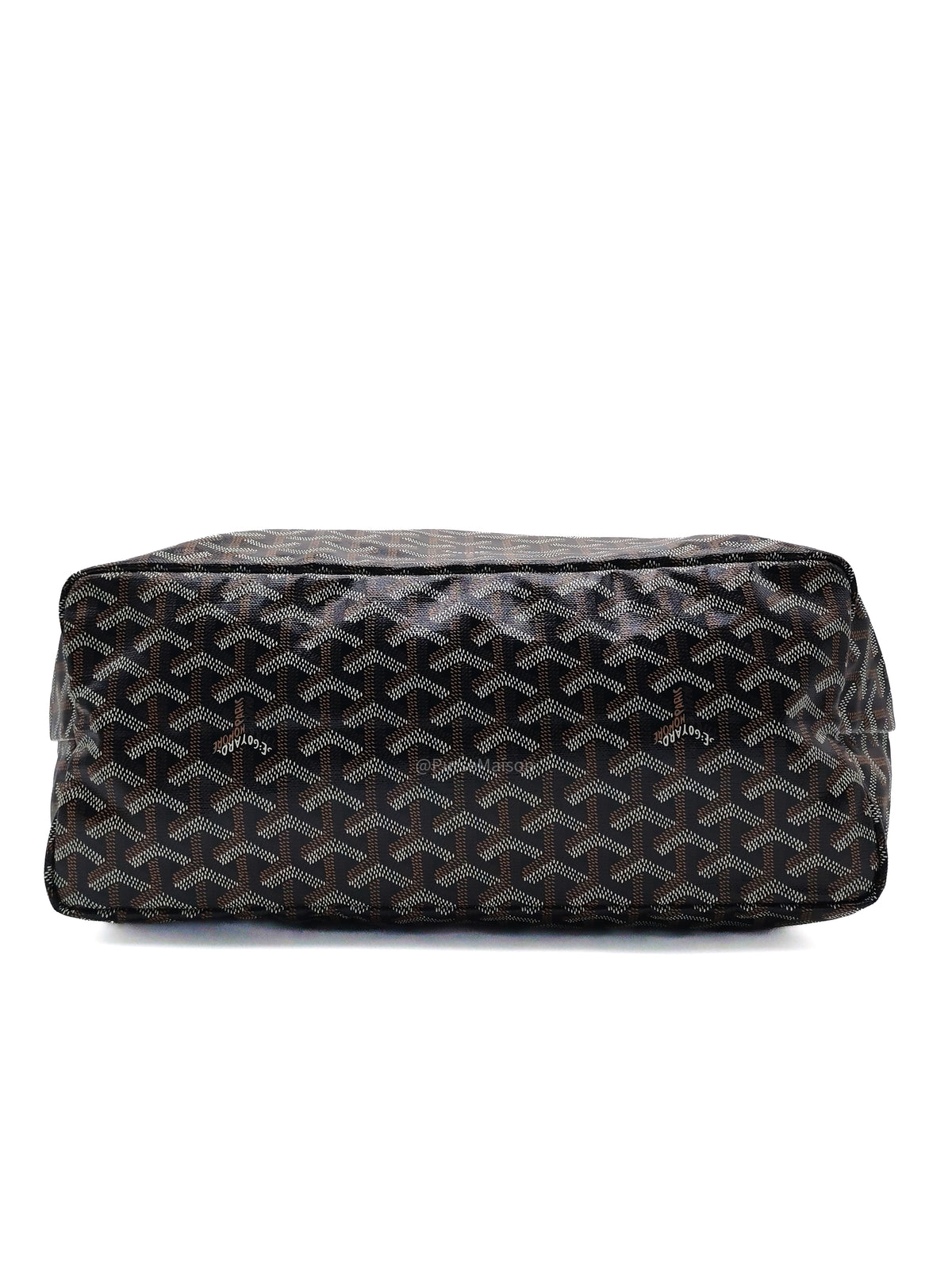 Goyard Saint Louis PM Tote Bag in Noir et Naturel/Tan Goyardine Canvas with Croc Universel Clip Charm | Purse Maison Luxury Bags Shop