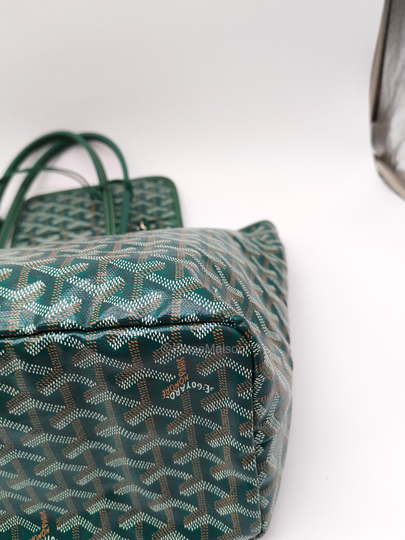 Goyard Saint Louis PM with Croc Universal Clip Charm in Green Goyardine Canvas | Purse Maison Luxury Bags Shop