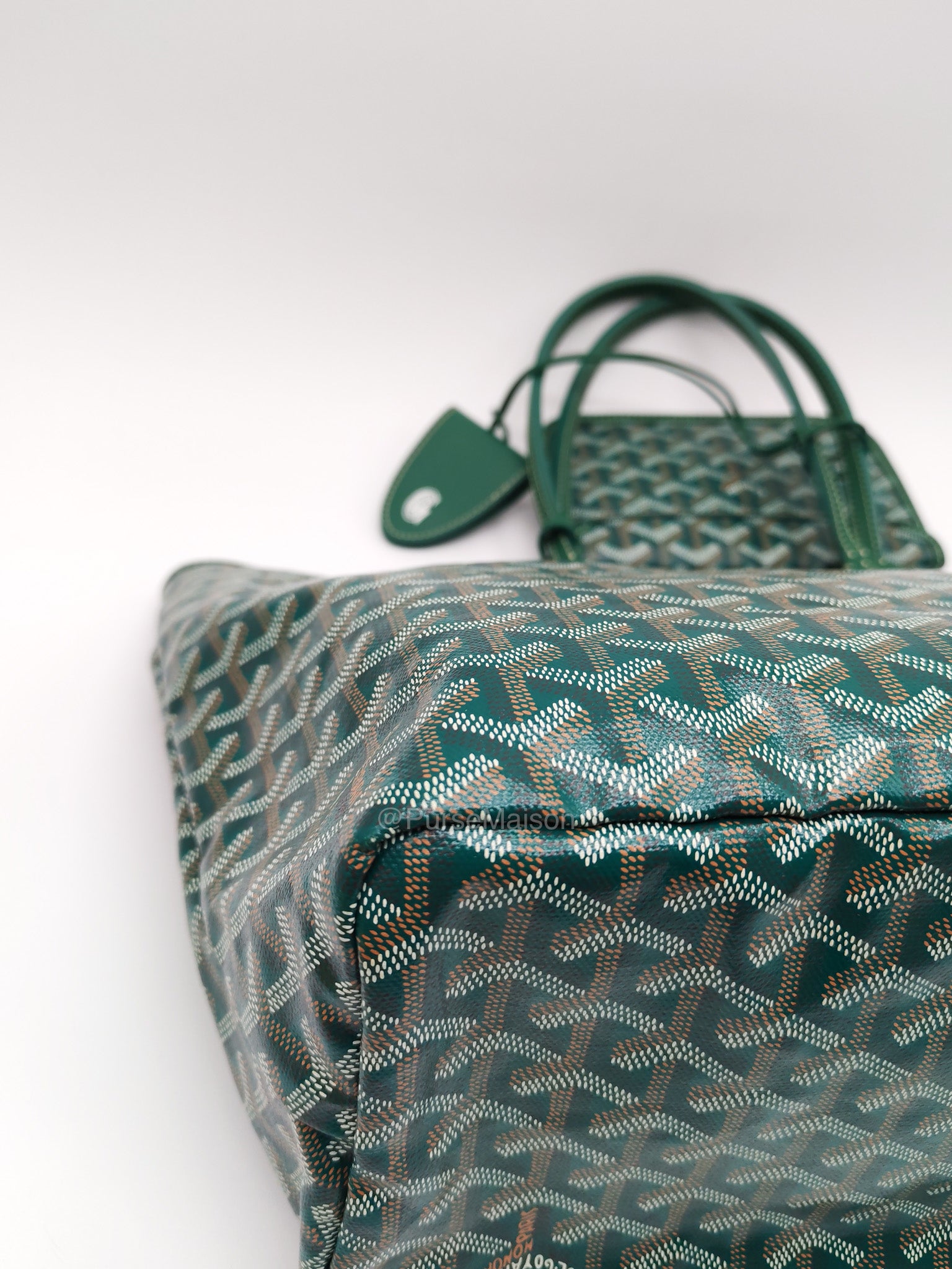Goyard Saint Louis PM with Croc Universal Clip Charm in Green Goyardine Canvas | Purse Maison Luxury Bags Shop