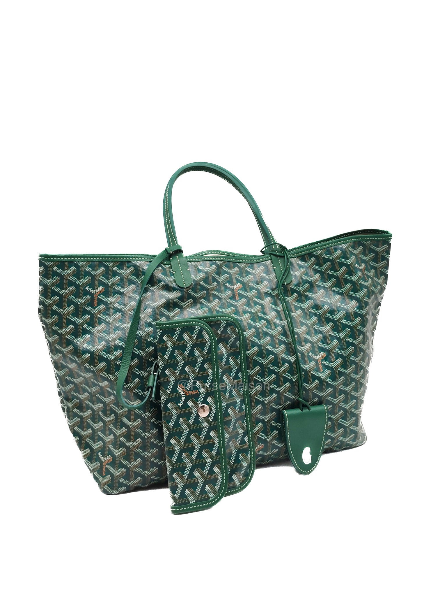 Goyard Saint Louis PM with Croc Universal Clip Charm in Green Goyardine Canvas | Purse Maison Luxury Bags Shop