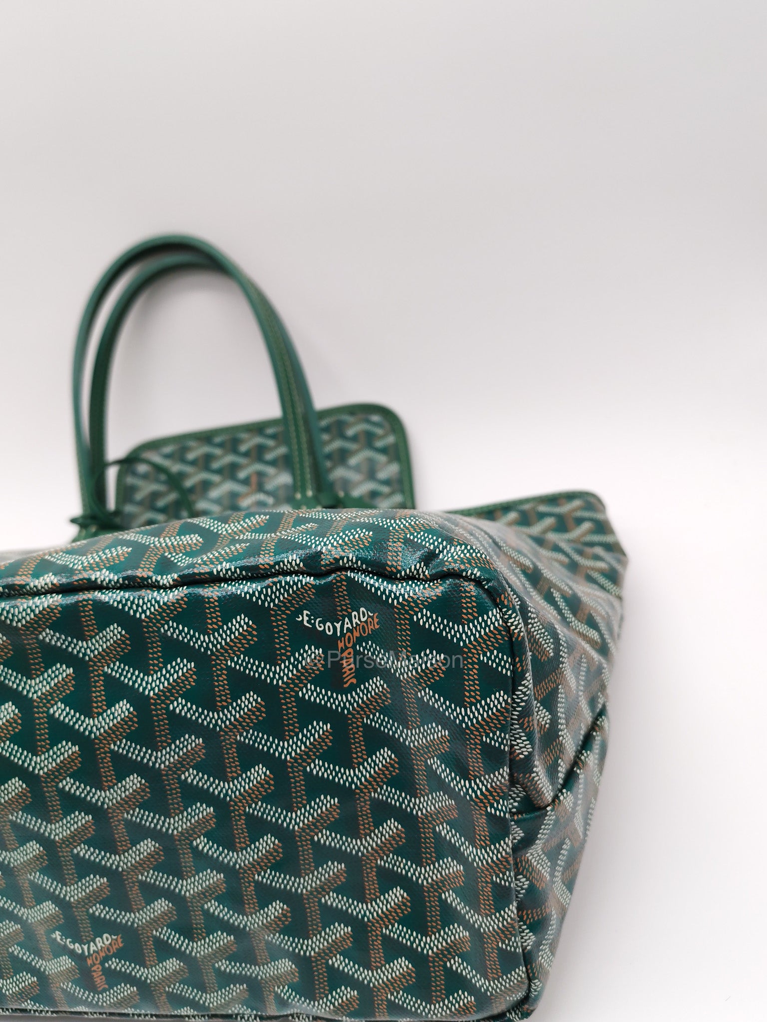 Goyard Saint Louis PM with Croc Universal Clip Charm in Green Goyardine Canvas | Purse Maison Luxury Bags Shop