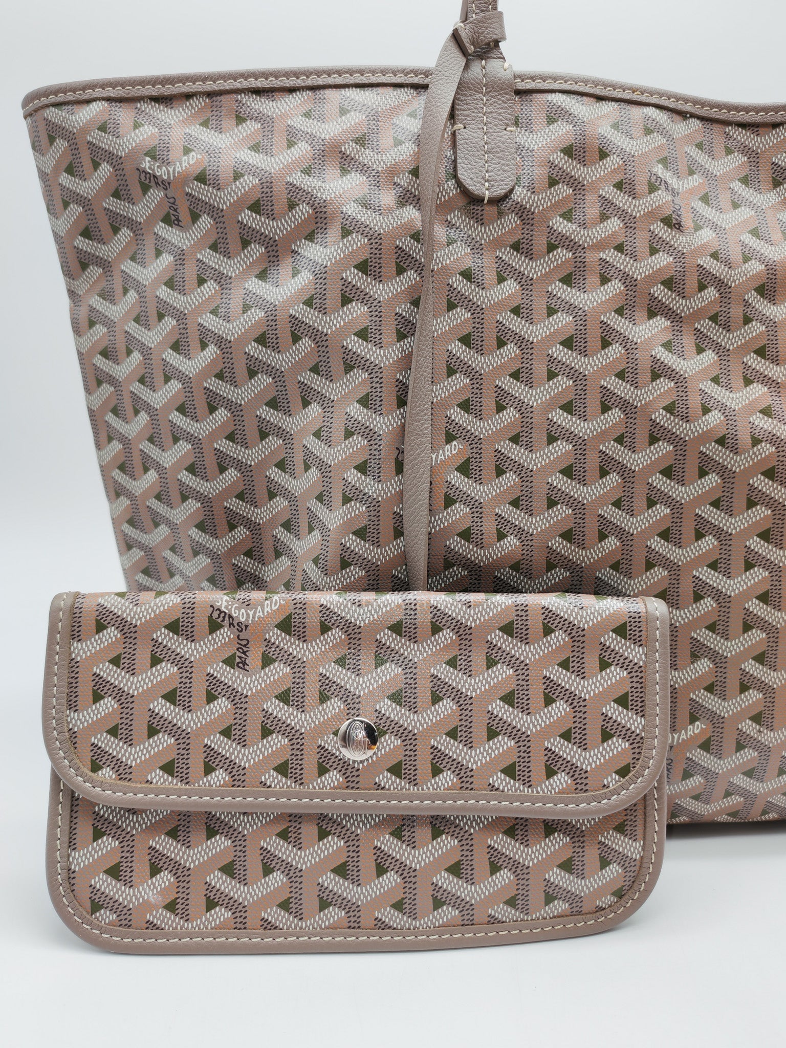 Goyard Saint Louis Tote Bag Pm in Claire-Voie Khaki Goyardine Canvas | Purse Maison Luxury Bags Shop